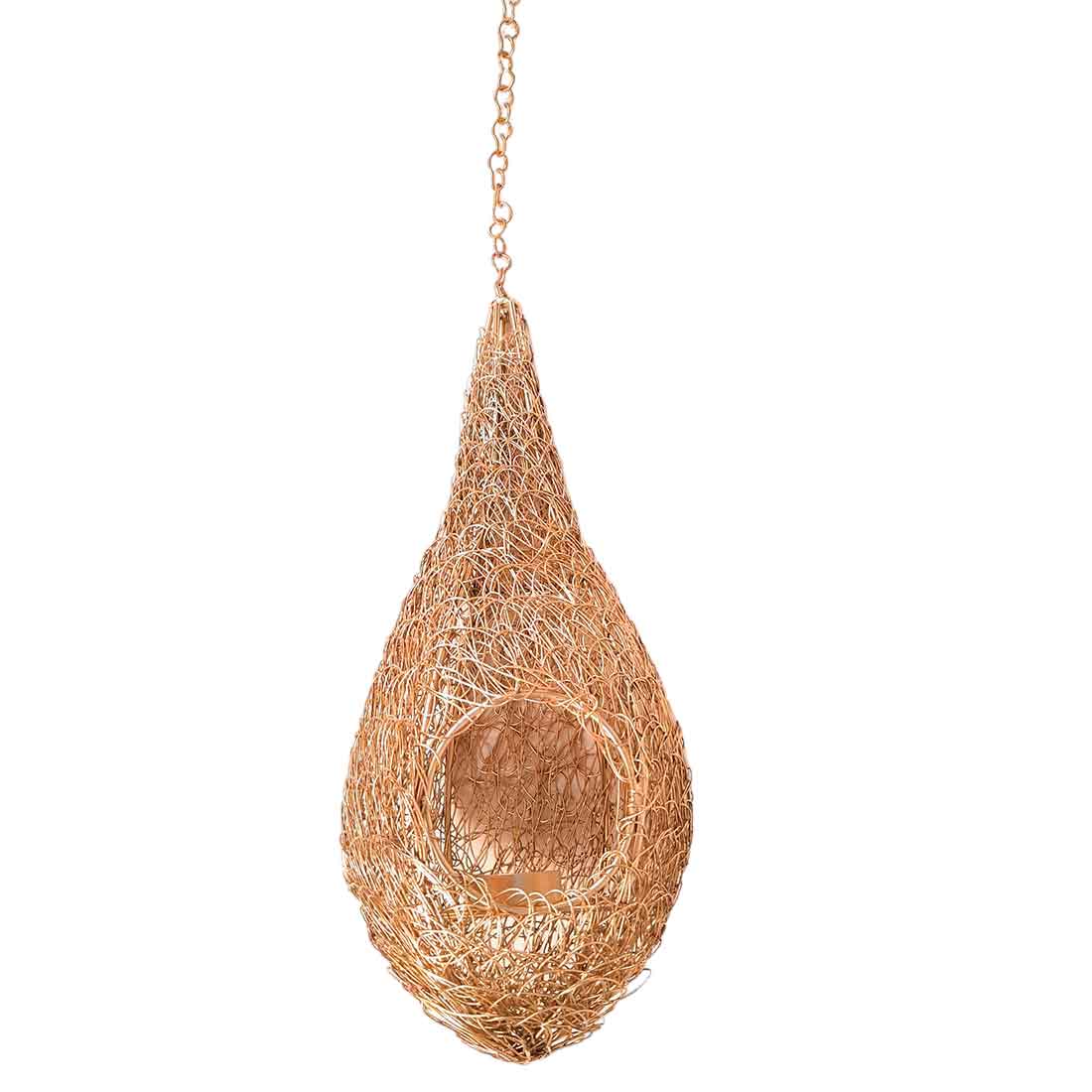 Hanging Tea Light Holder | Bird Nest Design Wall Votive - For Home Decor & Gifts - 11 Inch - apkamart #Style_pack of 2