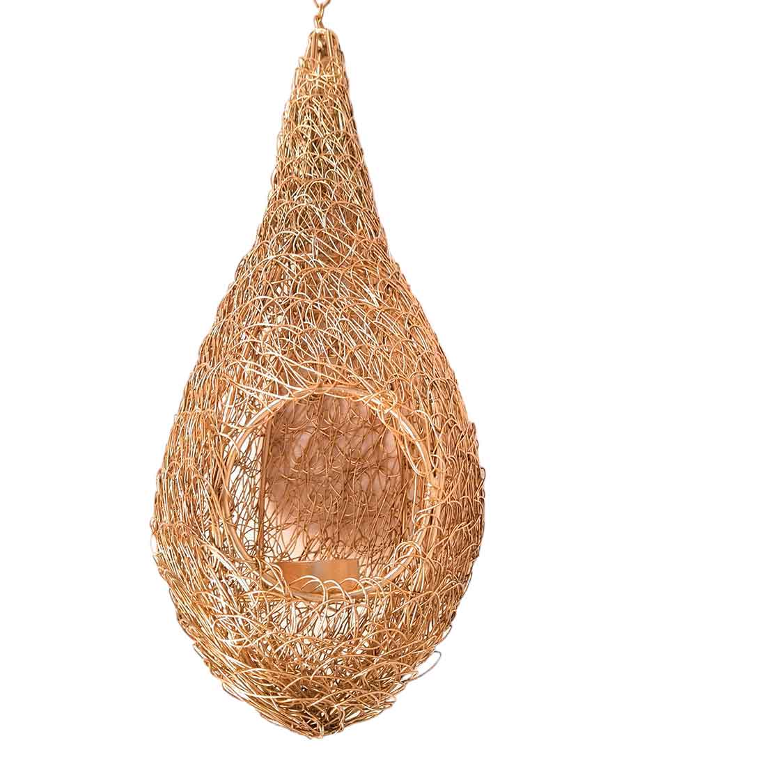 Hanging Tea Light Holder | Bird Nest Design Wall Votive - For Home Decor & Gifts - 11 Inch - apkamart #Style_pack of 1