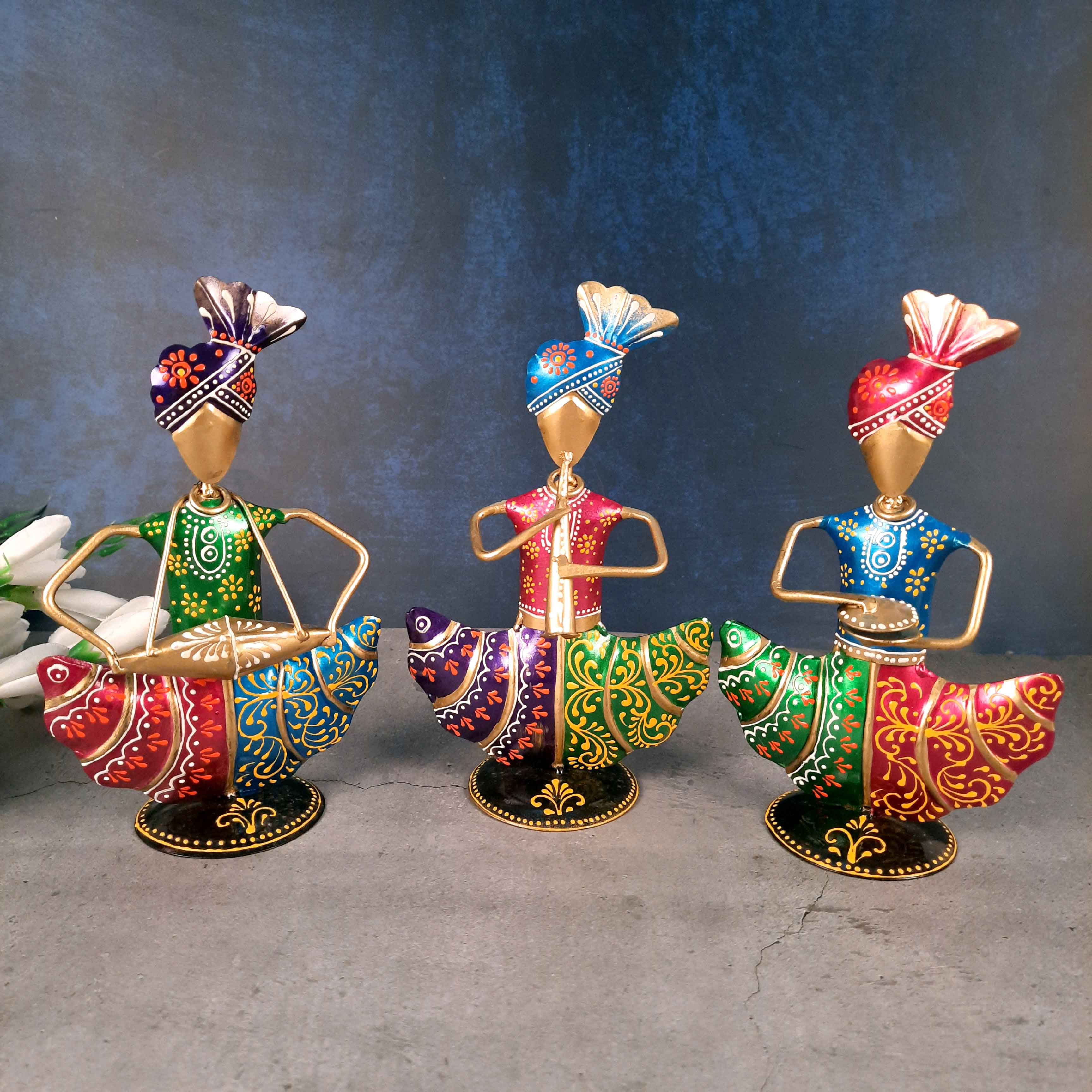 Musician Showpiece Set of 3 - For Table & Home Decor - 9 Inch - Apkamart