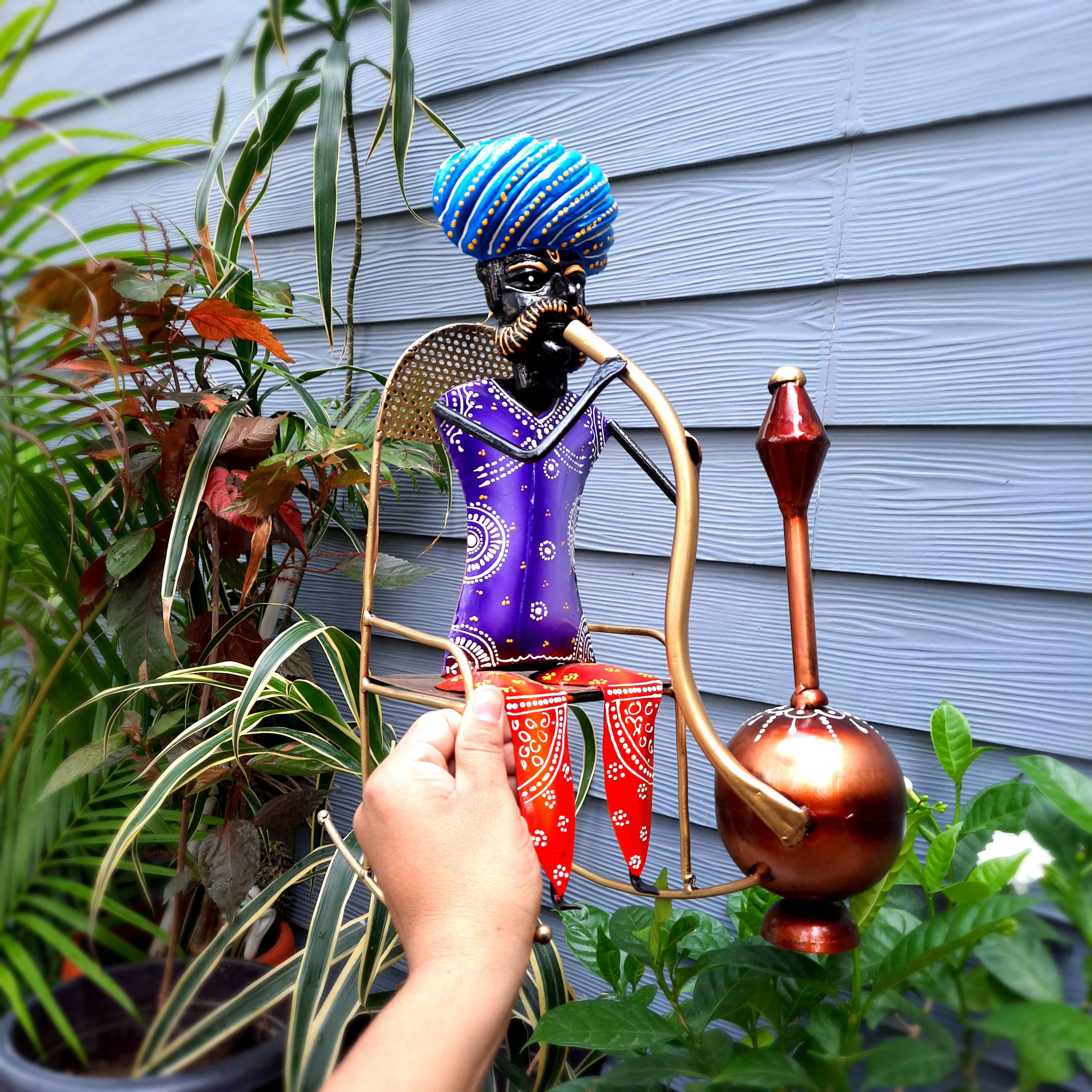 Village Man with Hukka Showpiece | Folk Men Sitting with Hookah Figurine - for Home, Bedroom, Living Room, Office Desk & Bar Decor - Apkamart #Style_Design 2