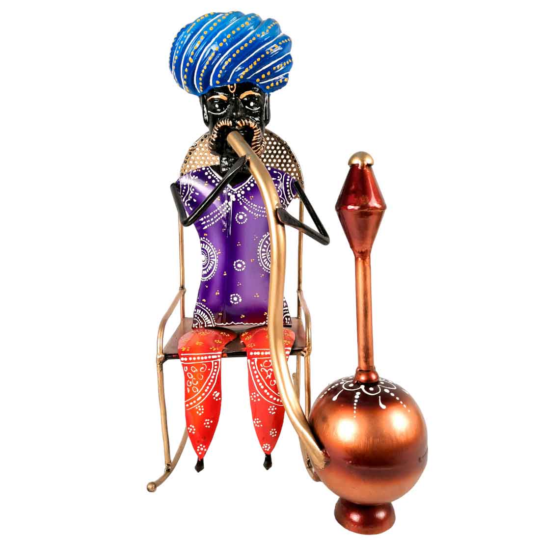 Village Man with Hukka Showpiece | Folk Men Sitting with Hookah Figurine - for Home, Bedroom, Living Room, Office Desk & Bar Decor - Apkamart #Style_Design 1