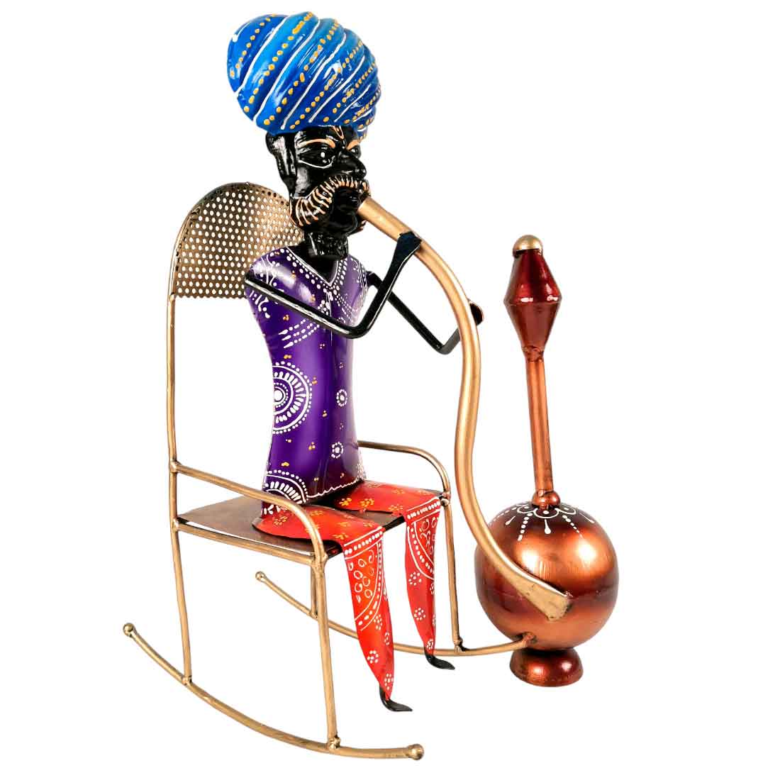 Village Man with Hukka Showpiece | Folk Men Sitting with Hookah Figurine - for Home, Bedroom, Living Room, Office Desk & Bar Decor - Apkamart #Style_Design 1