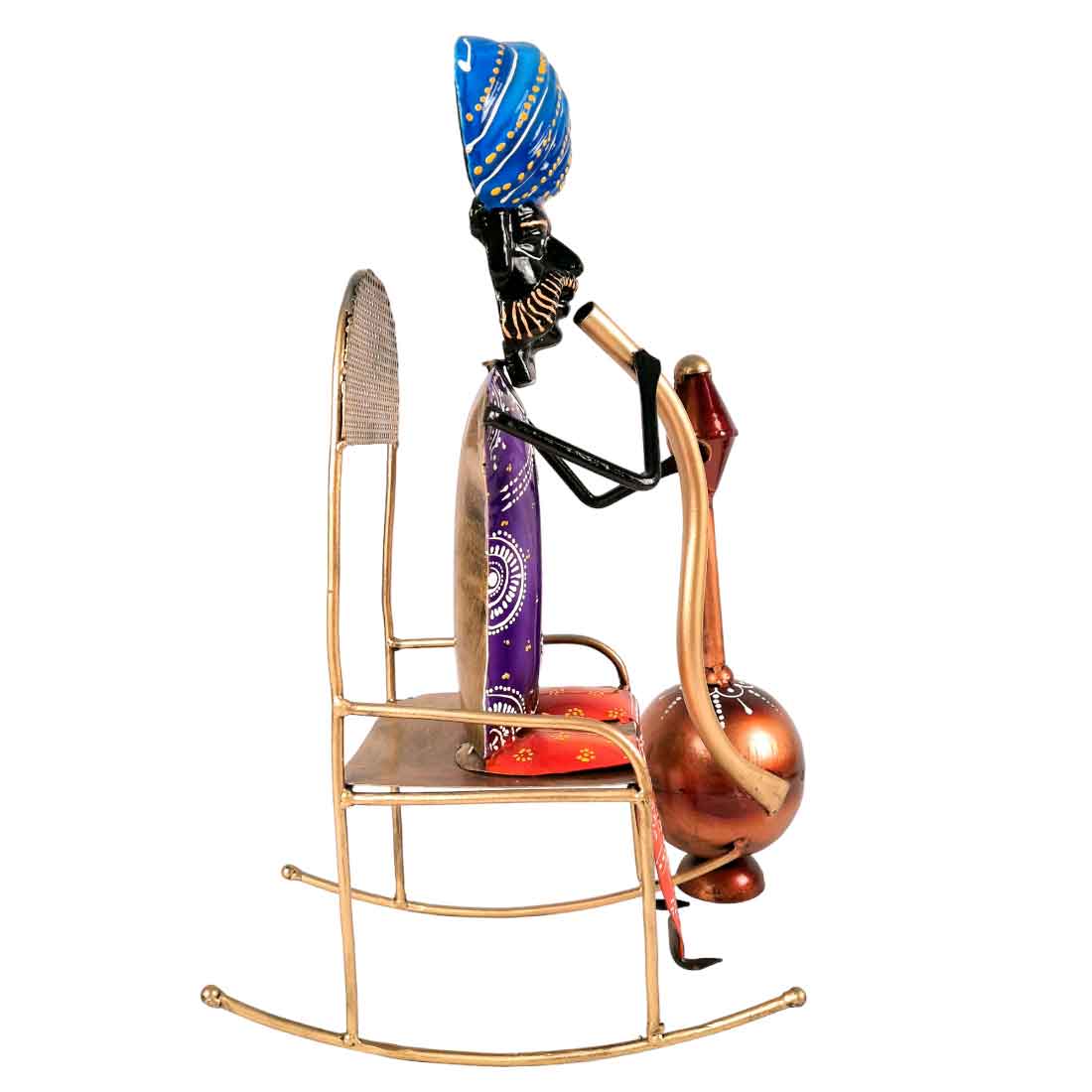 Village Man with Hukka Showpiece | Folk Men Sitting with Hookah Figurine - for Home, Bedroom, Living Room, Office Desk & Bar Decor - Apkamart #Style_Design 2