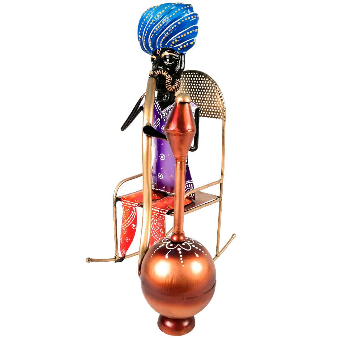 Village Man with Hukka Showpiece | Folk Men Sitting with Hookah Figurine - for Home, Bedroom, Living Room, Office Desk & Bar Decor - Apkamart #Style_Design 1