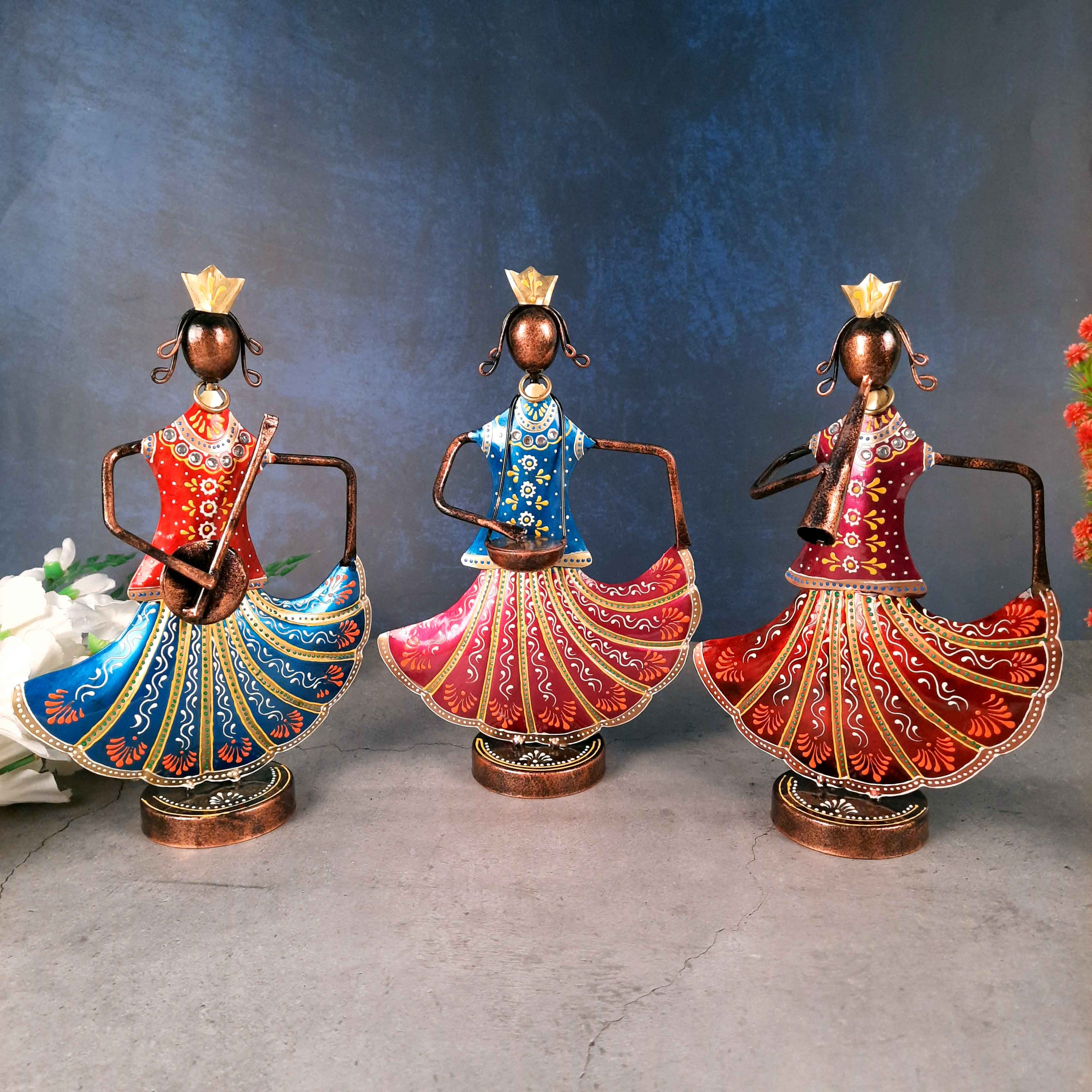 Musician Ladies Showpiece set of 3 - For Living Room, Home Decor & Gifts - 11 Inch - Apkamart