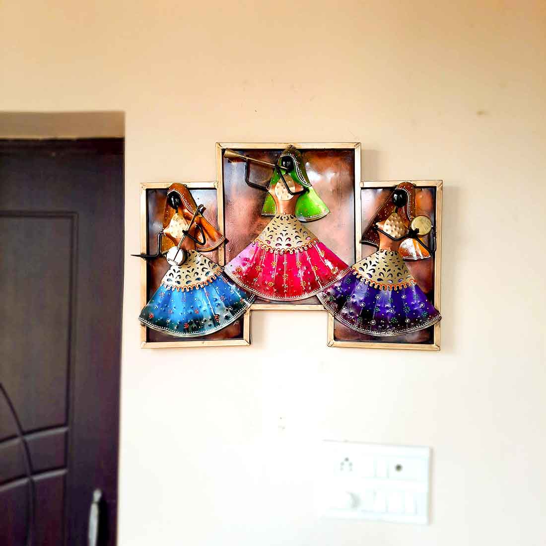 Musicians Wall hanging - Women Playing Musical Instruments Design | Metal Wall Decor - For Living Room, Wall & Home Decor & Gifts - 25 Inches - Apkamart