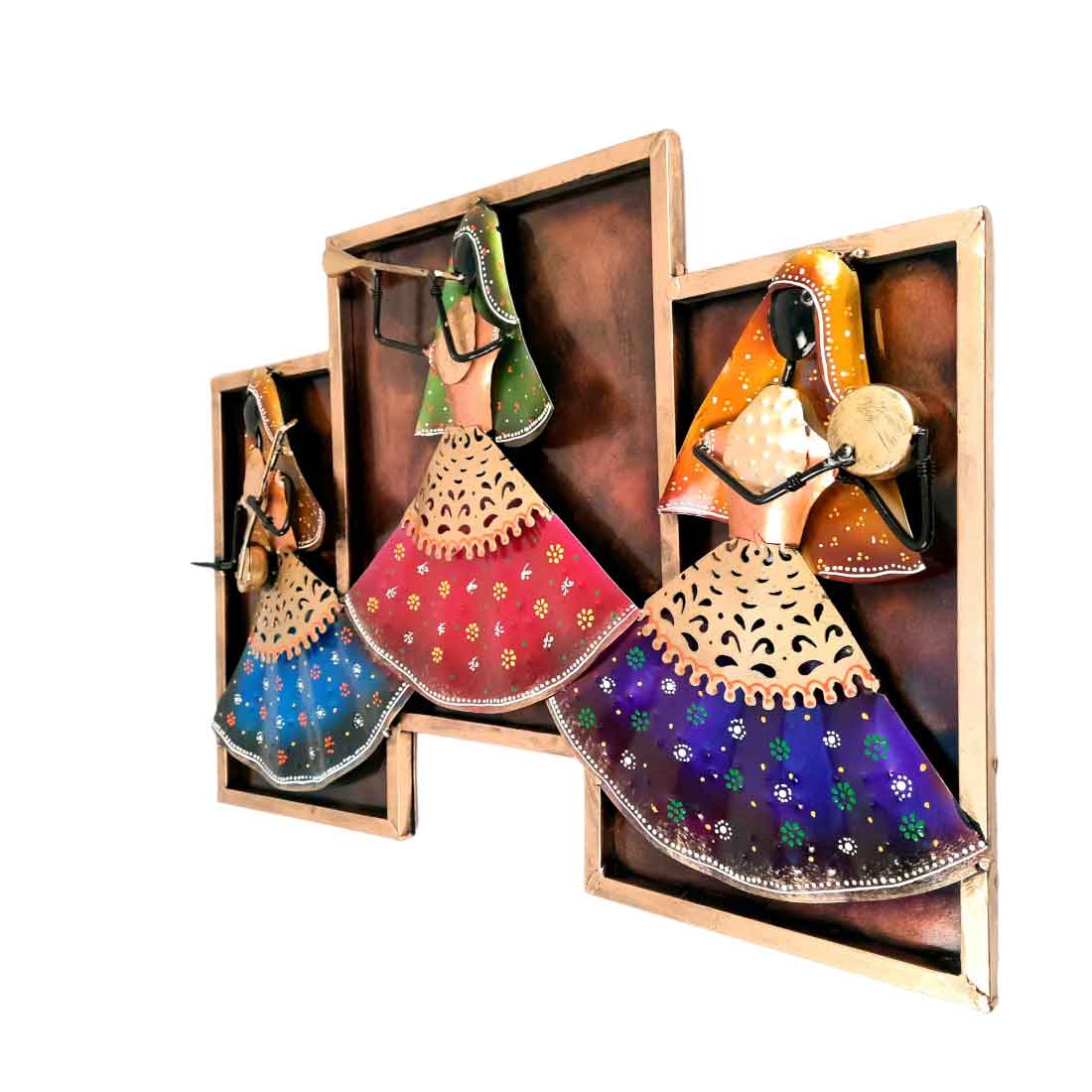 Musicians Wall hanging - Women Playing Musical Instruments Design | Metal Wall Decor - For Living Room, Wall & Home Decor & Gifts - 25 Inches - Apkamart