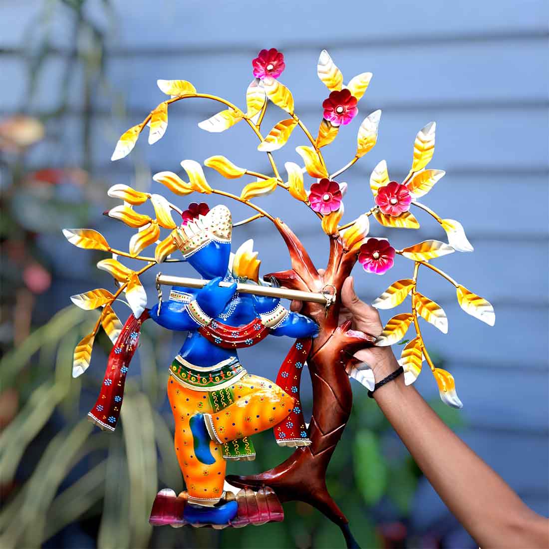 Krishna Wall Hanging | Krishna Playing Flute Wall Art - For Living Room, Wall & Home Decor & Gifts -25 Inch - Apkamart