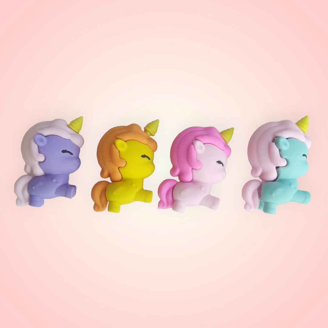 Colourful Unicorn Eraser Set - For Kids, Birthday Return Gift (Pack of 12)