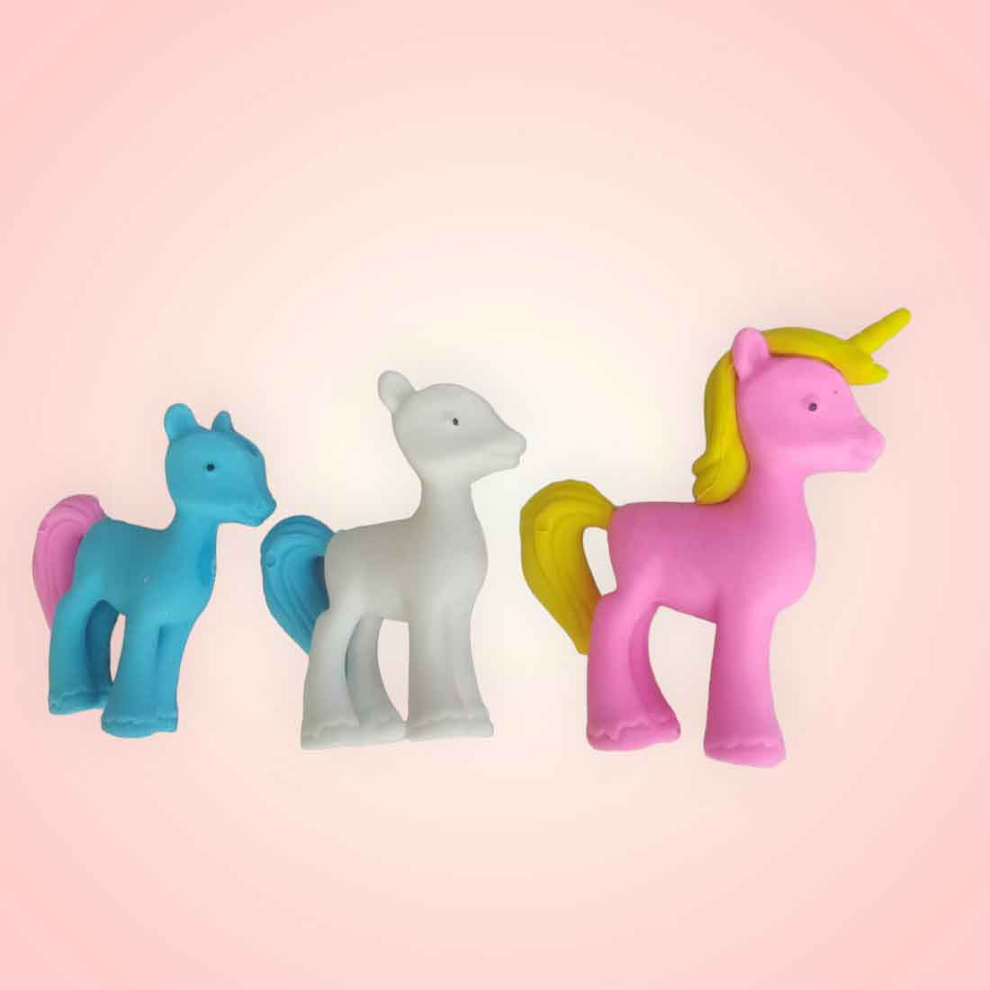 Unicorn Shape 3D Pencil Eraser - For Kids, Birthday Return Gift (Pack of 12)