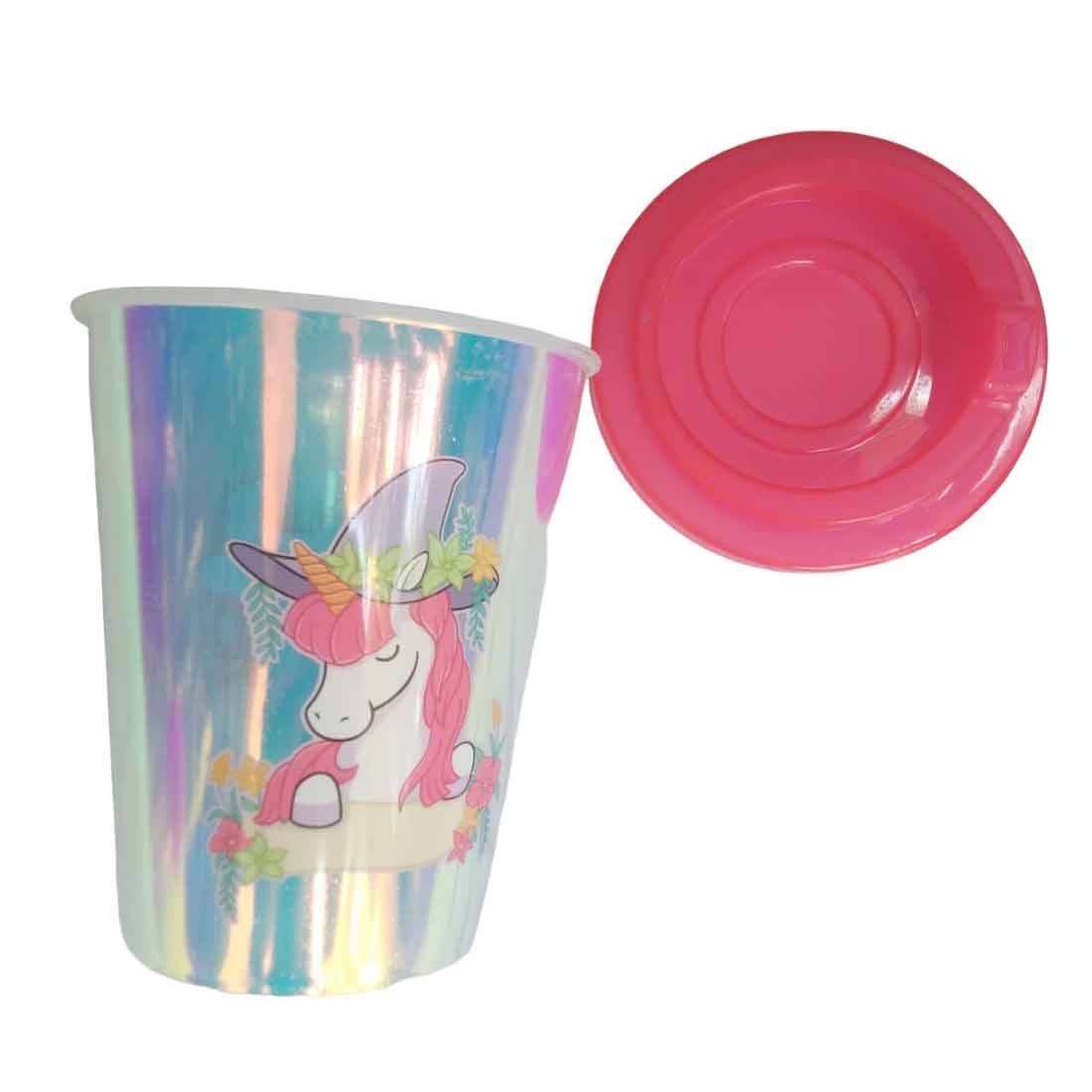 Holographic Unicorn design Sipper Bottler with Straw - For Kids Birthday Gift & Return Gift (Pack of 4) - Apkamart