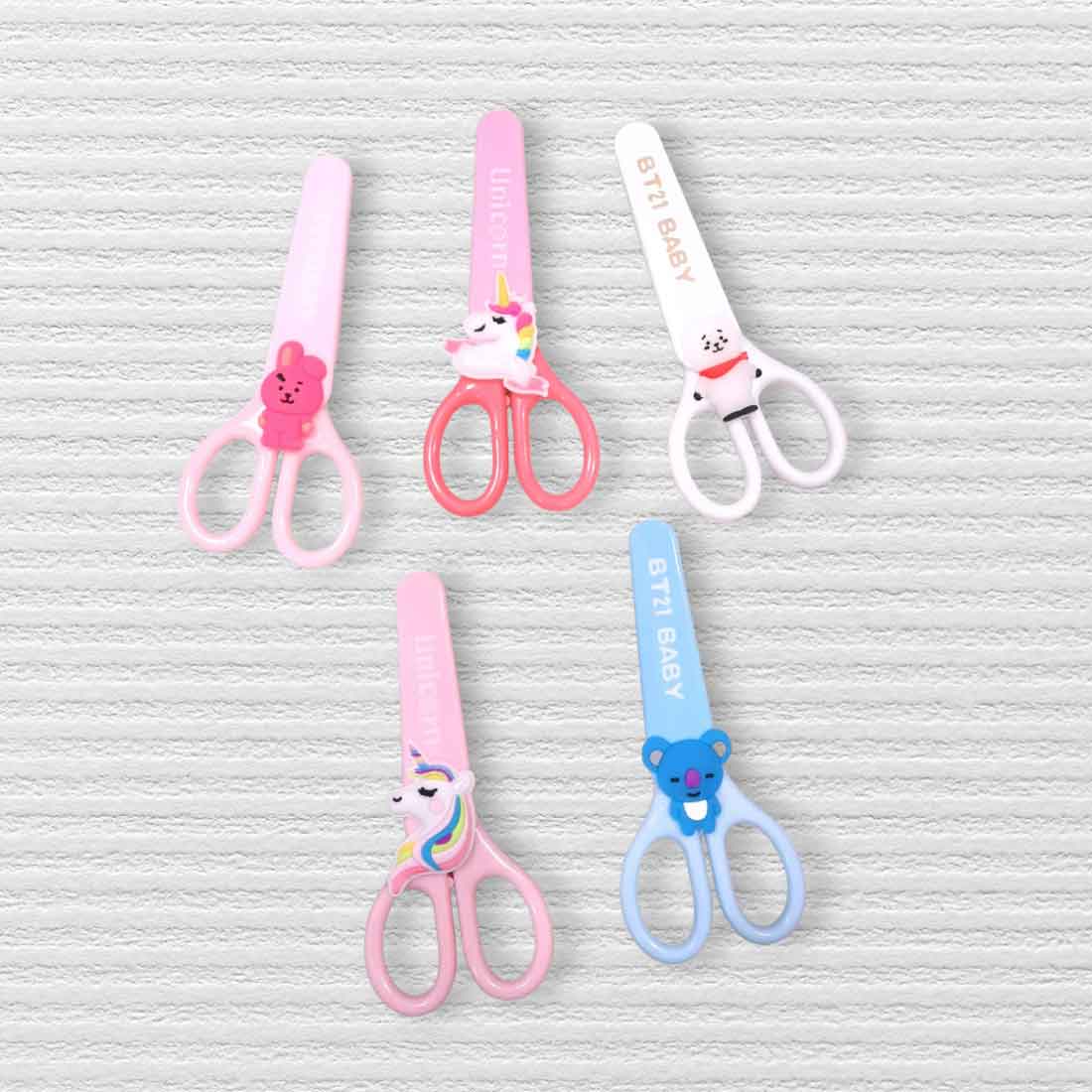 Unicorn Scissors with Cover | Kids-Friendly Craft Scissors in Assorted Colors – for School, Art and Craft (Pack of 3)