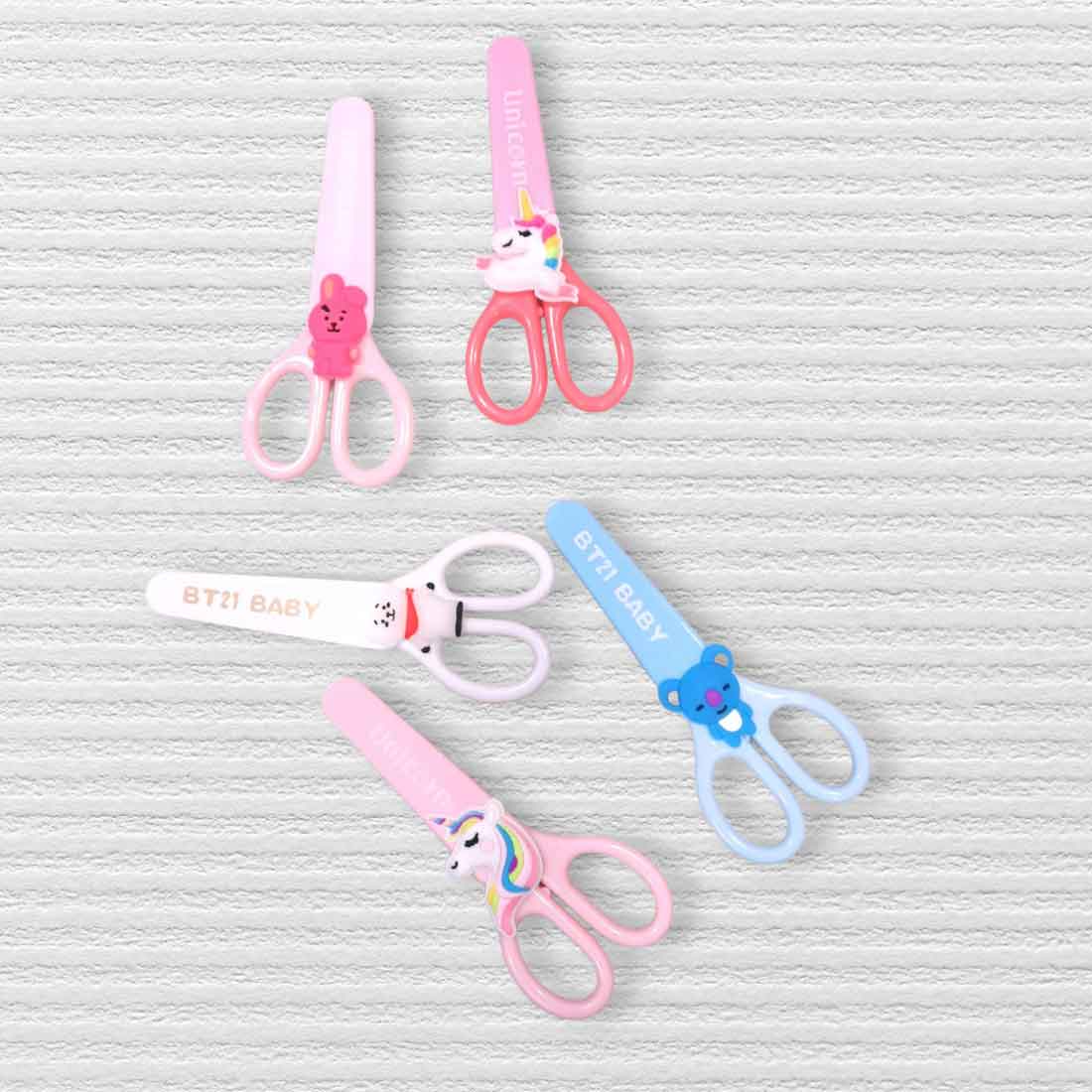 Unicorn Scissors with Cover | Kids-Friendly Craft Scissors in Assorted Colors – for School, Art and Craft (Pack of 3)