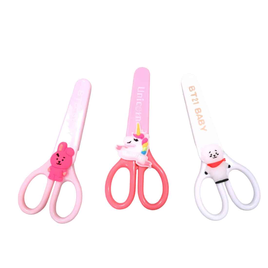 Unicorn Scissors with Cover | Kids-Friendly Craft Scissors in Assorted Colors – for School, Art and Craft (Pack of 3)