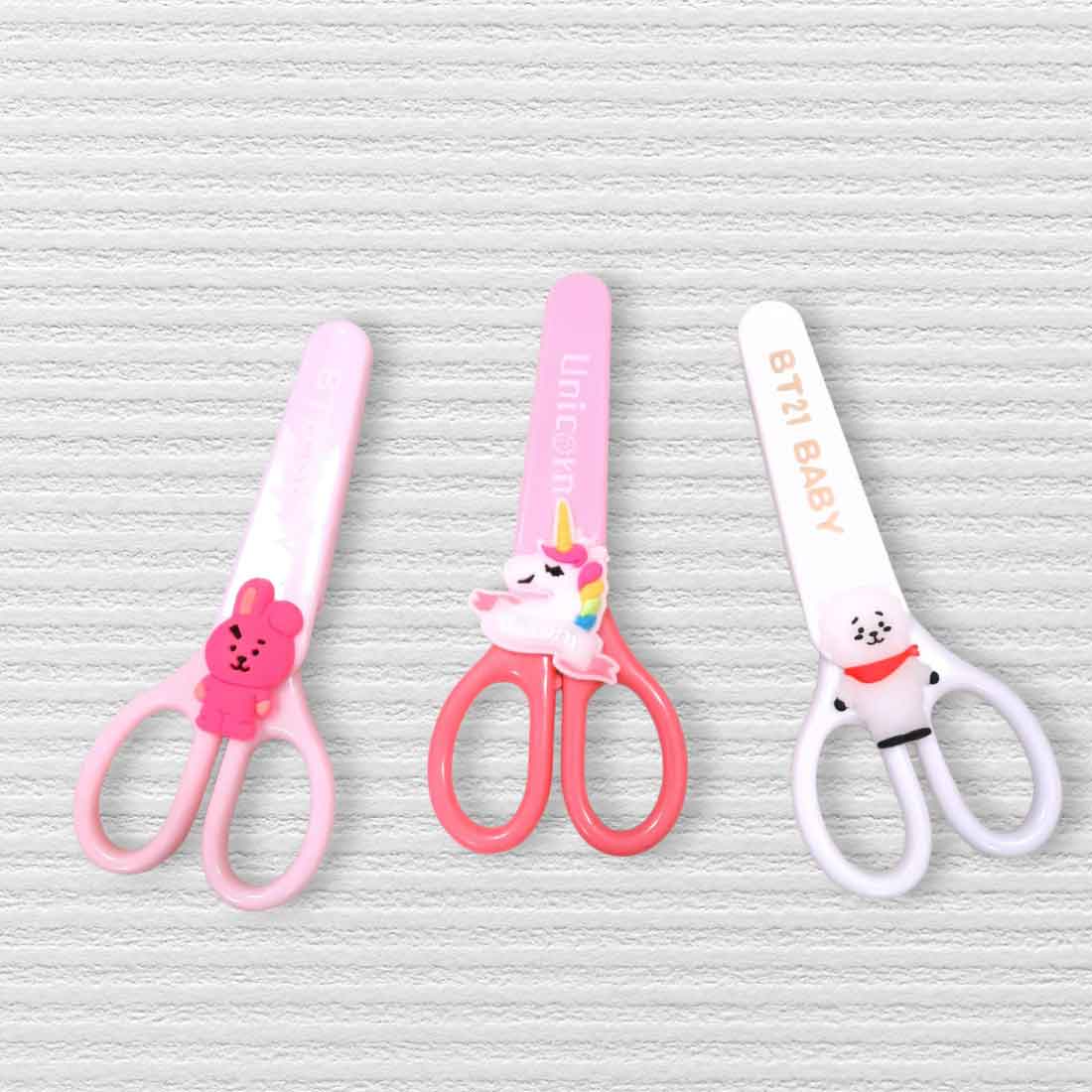 Unicorn Scissors with Cover | Kids-Friendly Craft Scissors in Assorted Colors – for School, Art and Craft (Pack of 3)