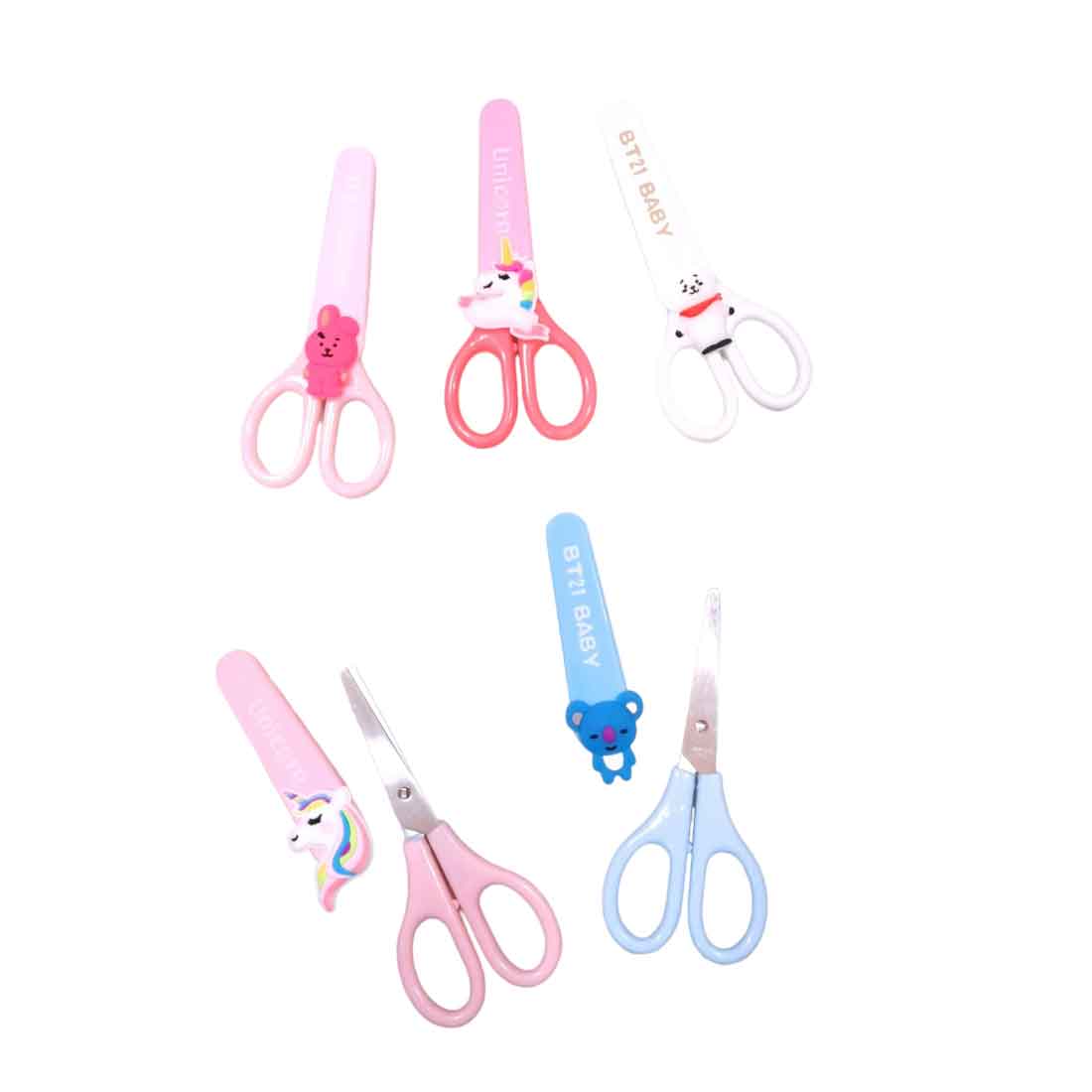 Unicorn Scissors with Cover | Kids-Friendly Craft Scissors in Assorted Colors – for School, Art and Craft (Pack of 3)