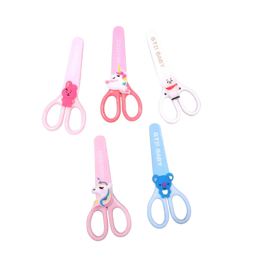 Unicorn Scissors with Cover | Kids-Friendly Craft Scissors in Assorted Colors – for School, Art and Craft (Pack of 3)