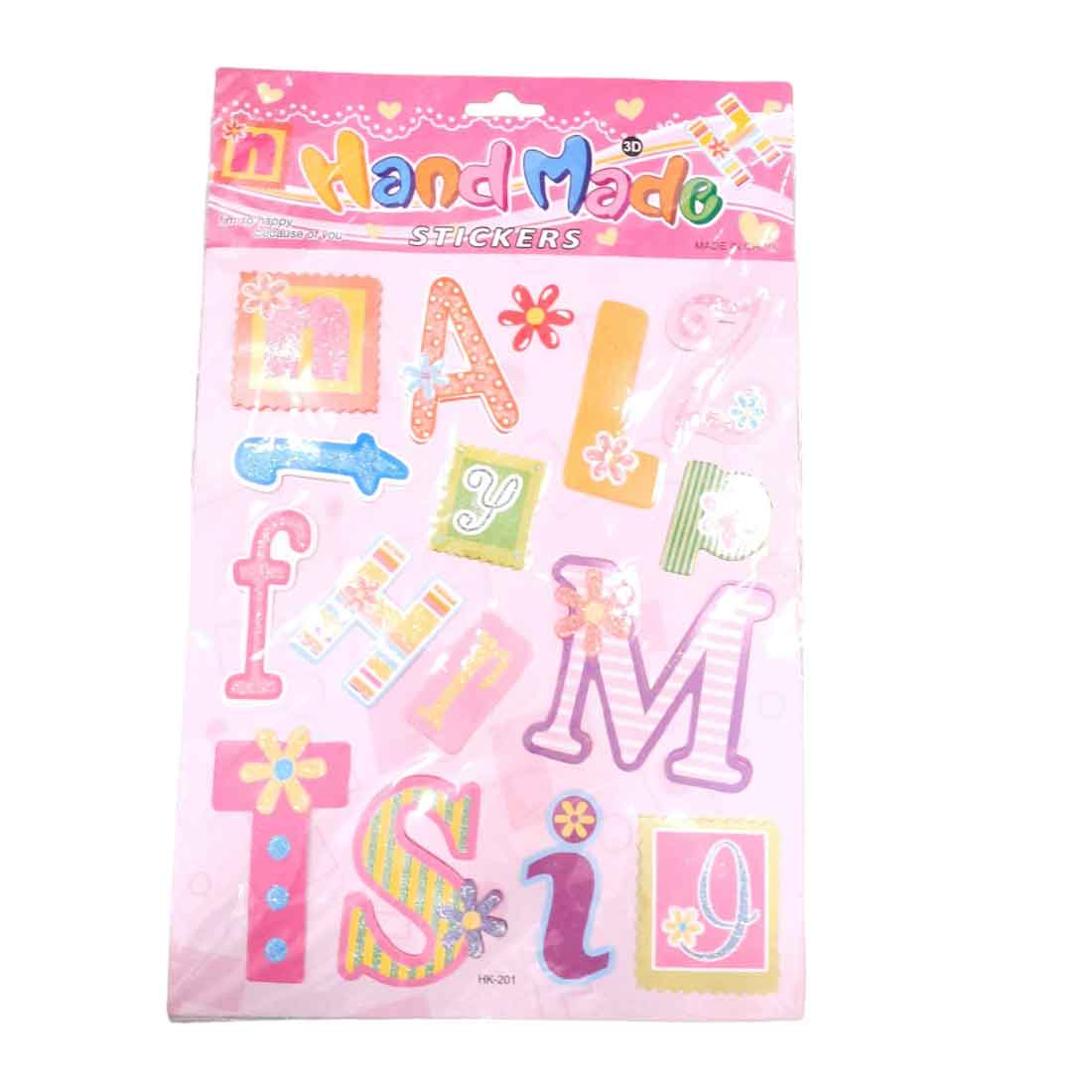 Colorful 3D A4 Size Stickers - For Kids | Gifts & Return Gifts ( Pack of 5) - Apkamart