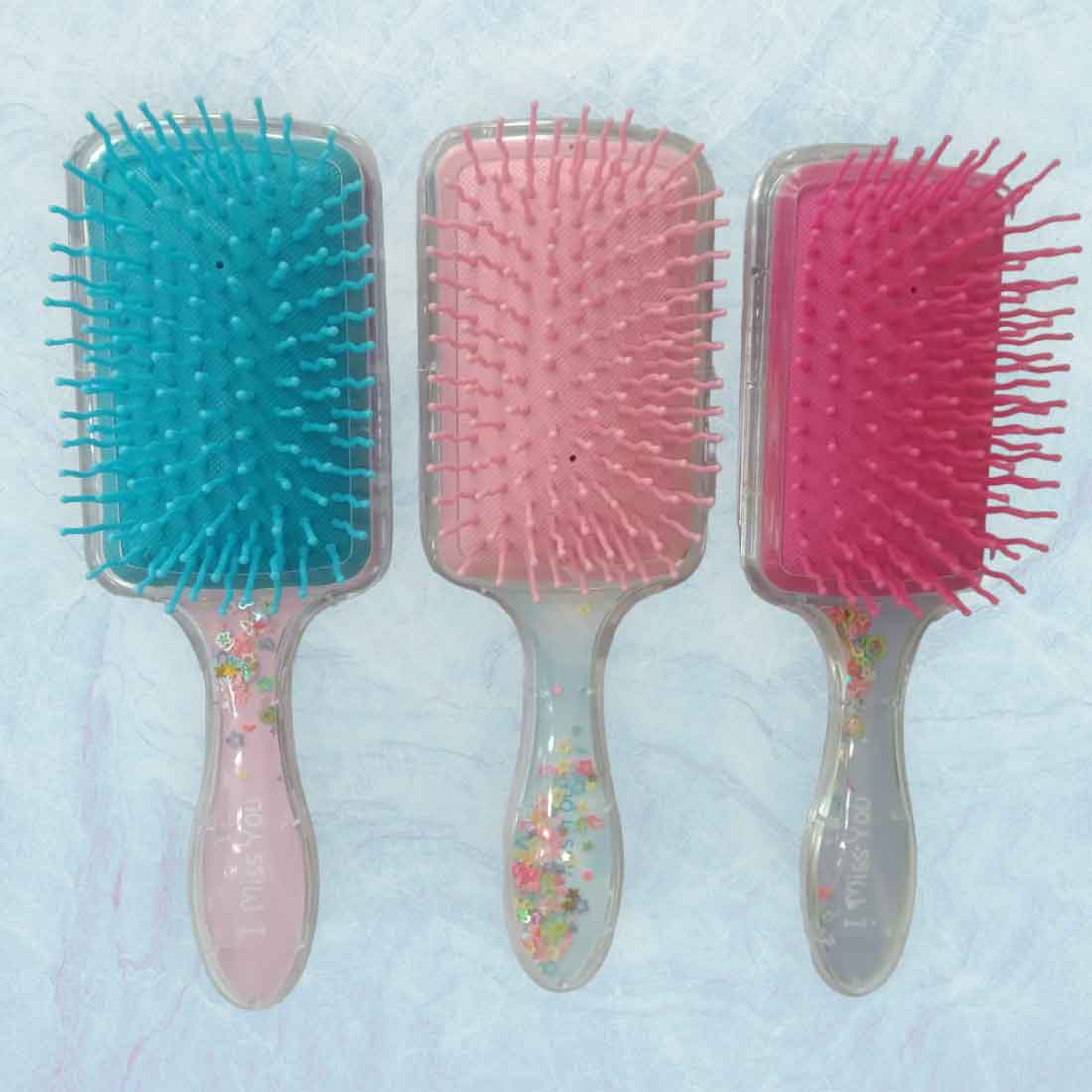 Cute Cartoon Glittery HairBrush – For Kids | Gifts & Return Gifts | Assorted Colors and Design (Pack of 2) - Apkamart