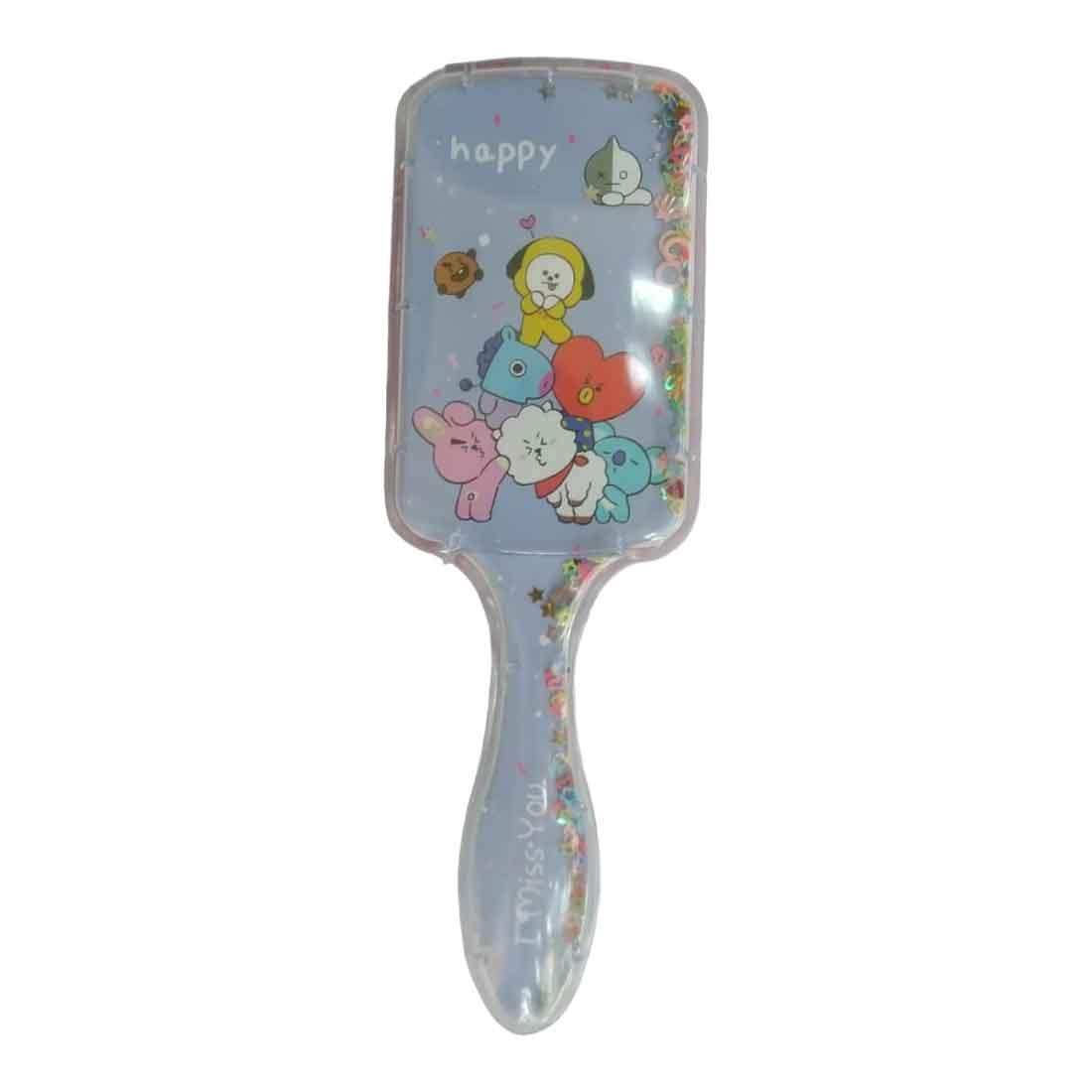 Cute Cartoon Glittery HairBrush – For Kids | Gifts & Return Gifts | Assorted Colors and Design (Pack of 2) - Apkamart