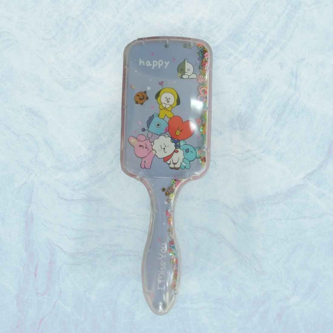Cute Cartoon Glittery HairBrush – For Kids | Gifts & Return Gifts | Assorted Colors and Design (Pack of 2) - Apkamart