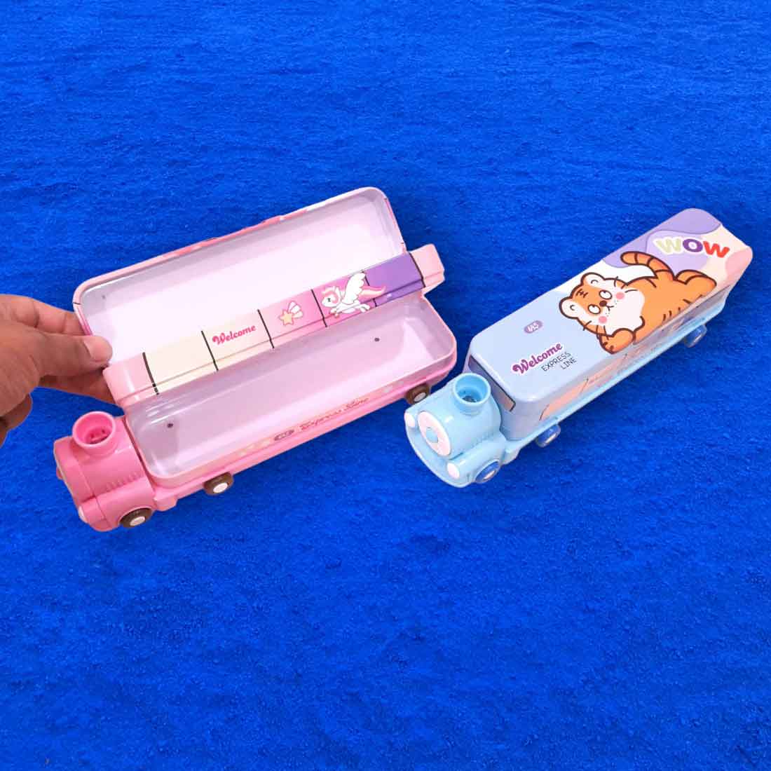 Colorful & Attractive in Train Design Pencil Box | Pen pencil case - for Kids School Supplies & Birthday Return Gifts | in Assorted Colors - Apkamart