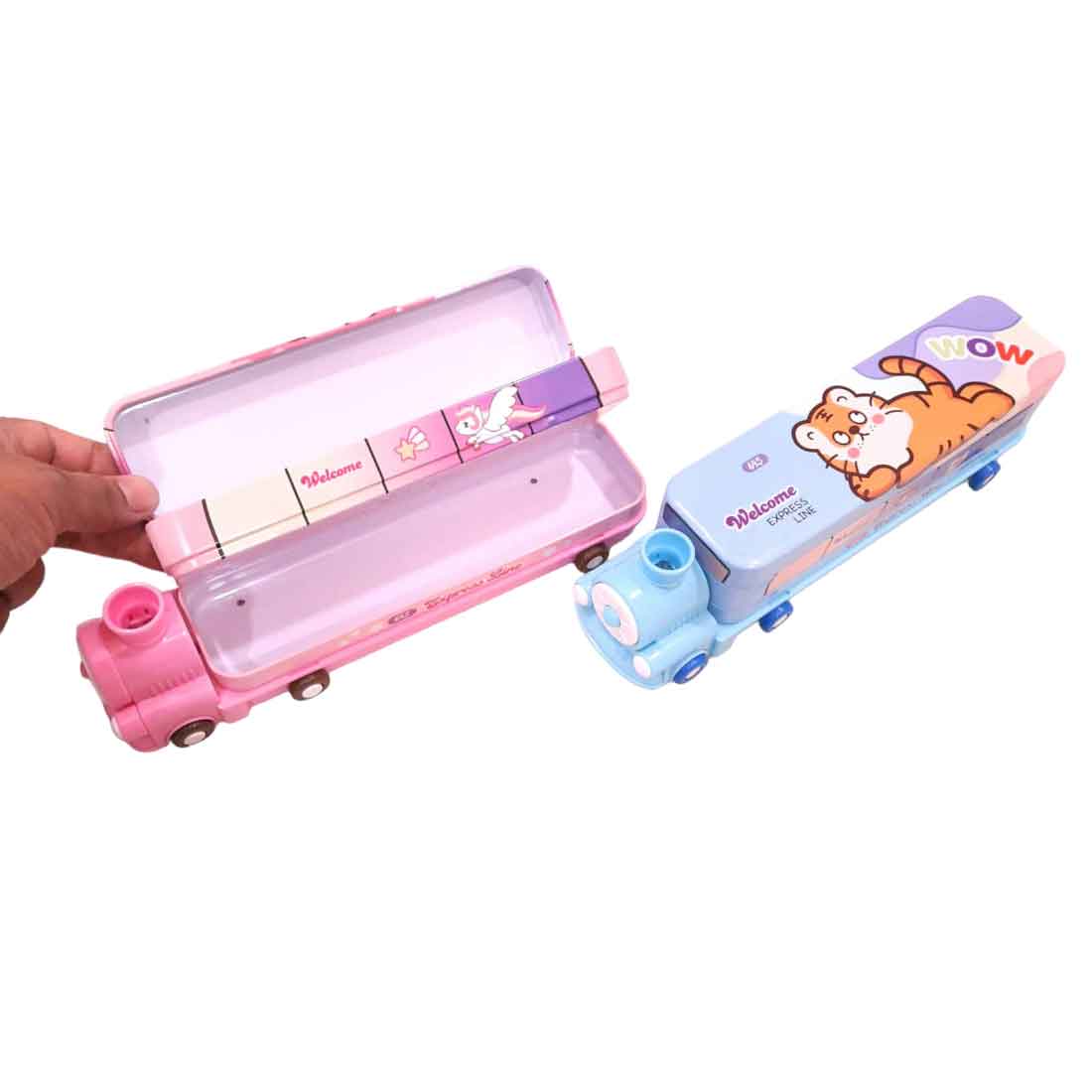 Colorful & Attractive in Train Design Pencil Box | Pen pencil case - for Kids School Supplies & Birthday Return Gifts | in Assorted Colors - Apkamart