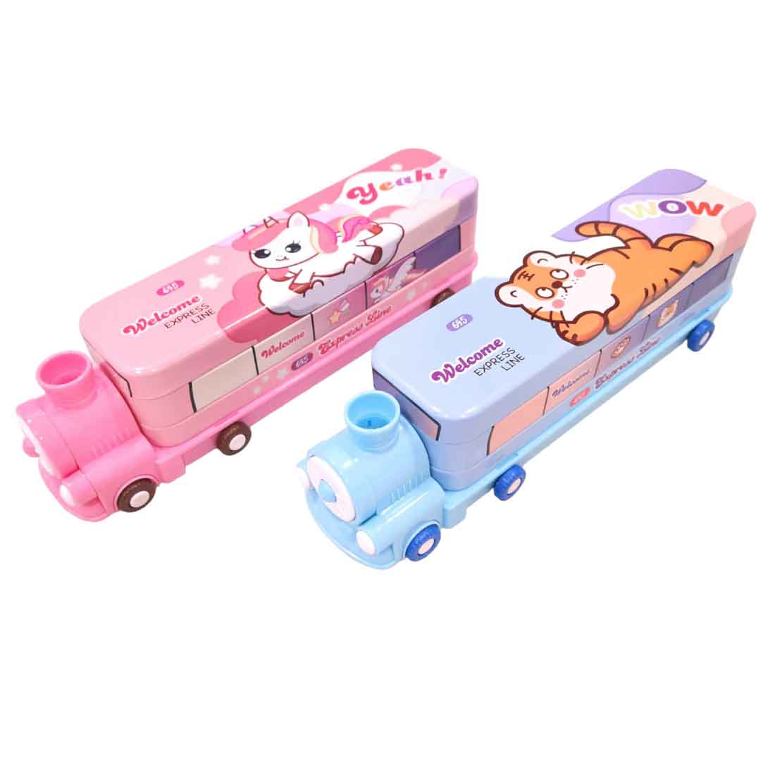 Colorful & Attractive in Train Design Pencil Box | Pen pencil case - for Kids School Supplies & Birthday Return Gifts | in Assorted Colors - Apkamart