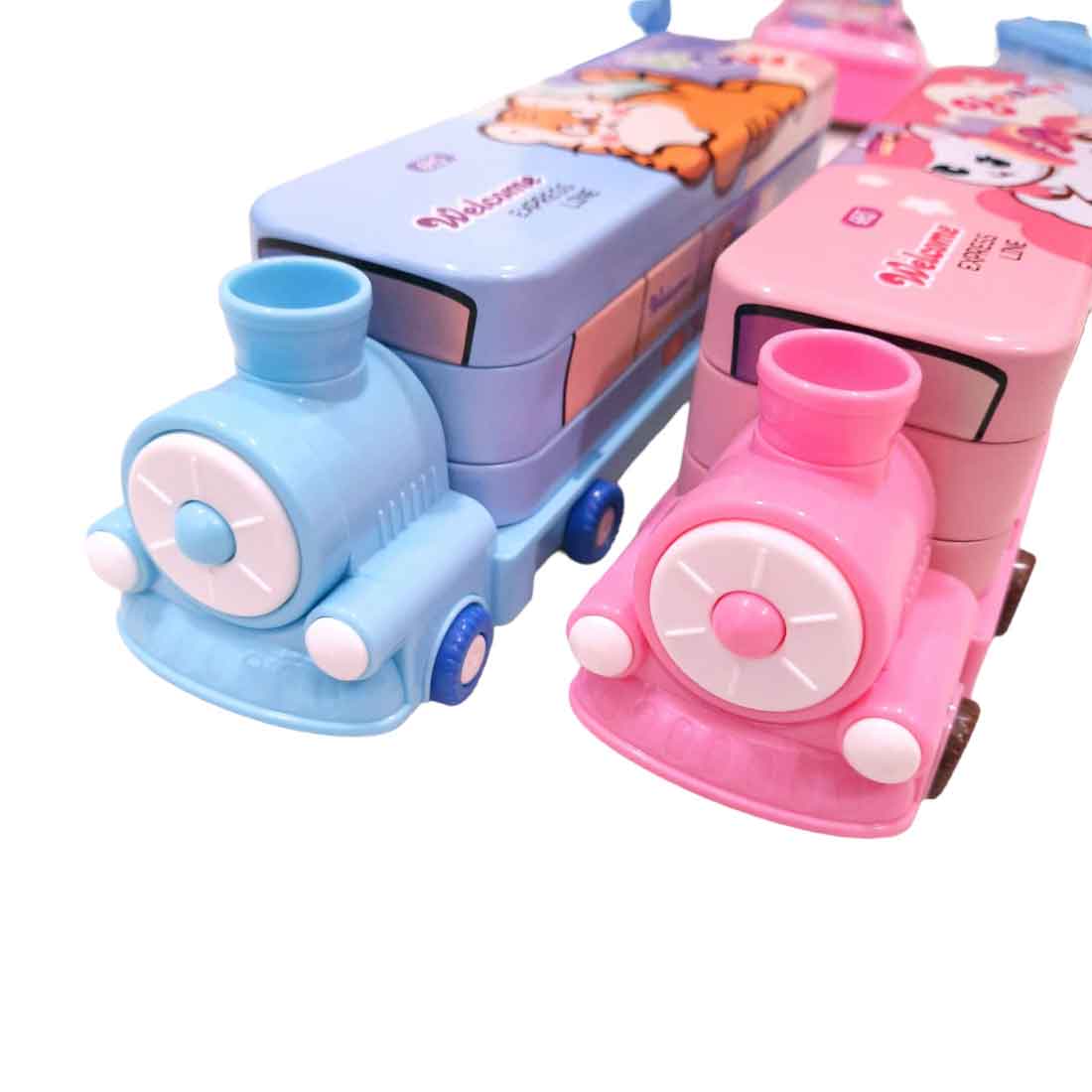 Colorful & Attractive in Train Design Pencil Box | Pen pencil case - for Kids School Supplies & Birthday Return Gifts | in Assorted Colors - Apkamart