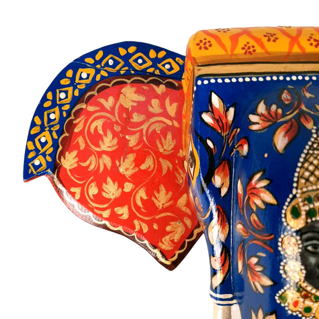 Elephant Head Wall Decor | Wooden Elephant Head with Balaji Wall Hanging - For Home, Wall Decor & Gifts - 14 Inch Inch-Apkamart #Color_Blue