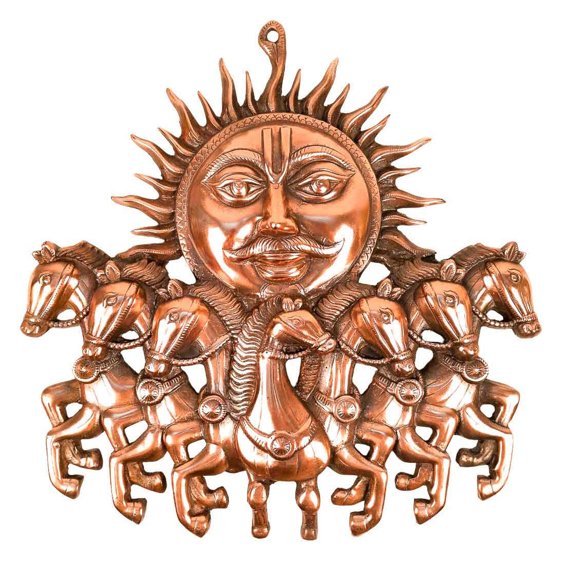 Sun with 7 Running Horses Wall Hanging - For Vastu, Home, Office Decor & Gifts - 17 Inch - Apkamart