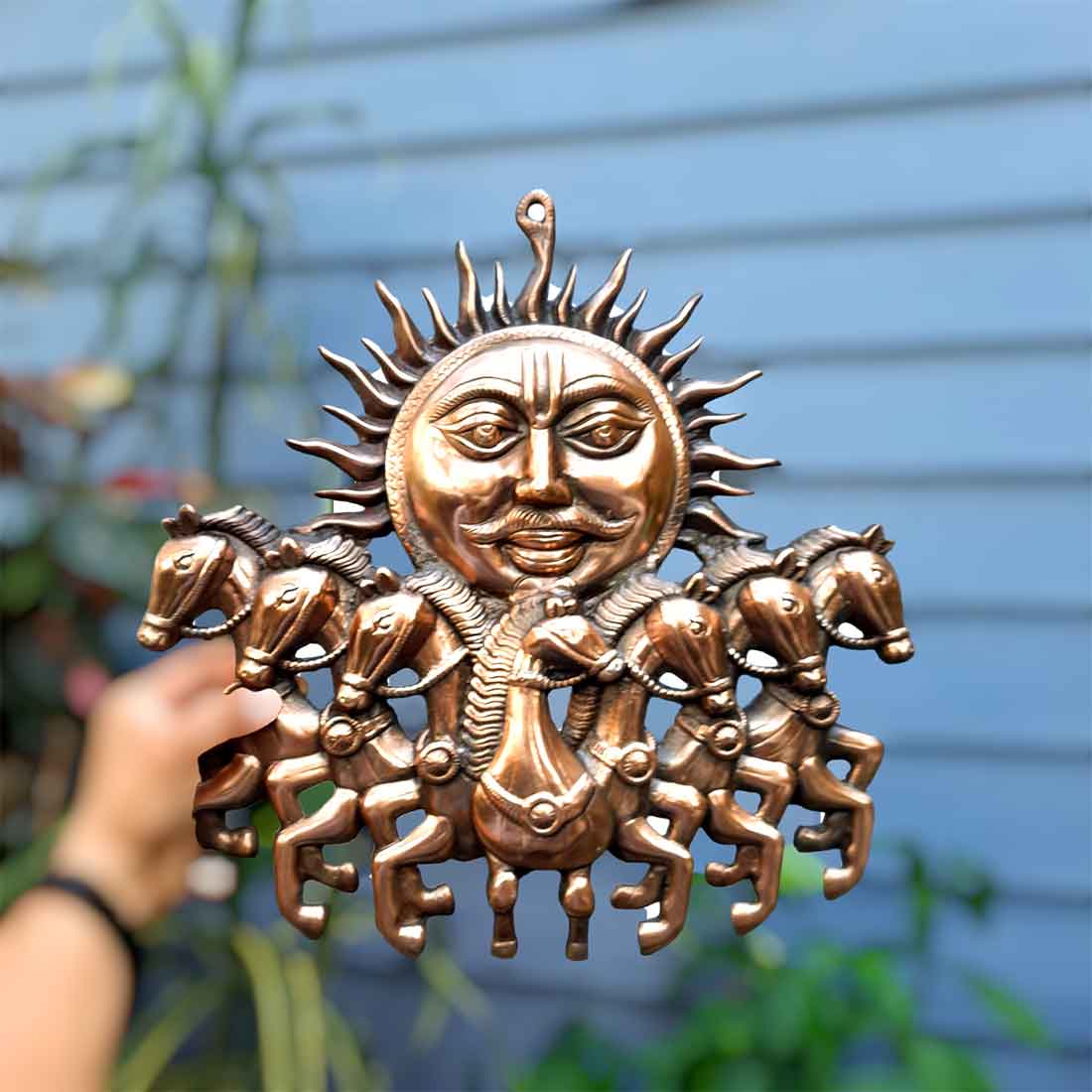 Sun with 7 Running Horses Wall Hanging - For Vastu, Home, Office Decor & Gifts - 17 Inch - Apkamart