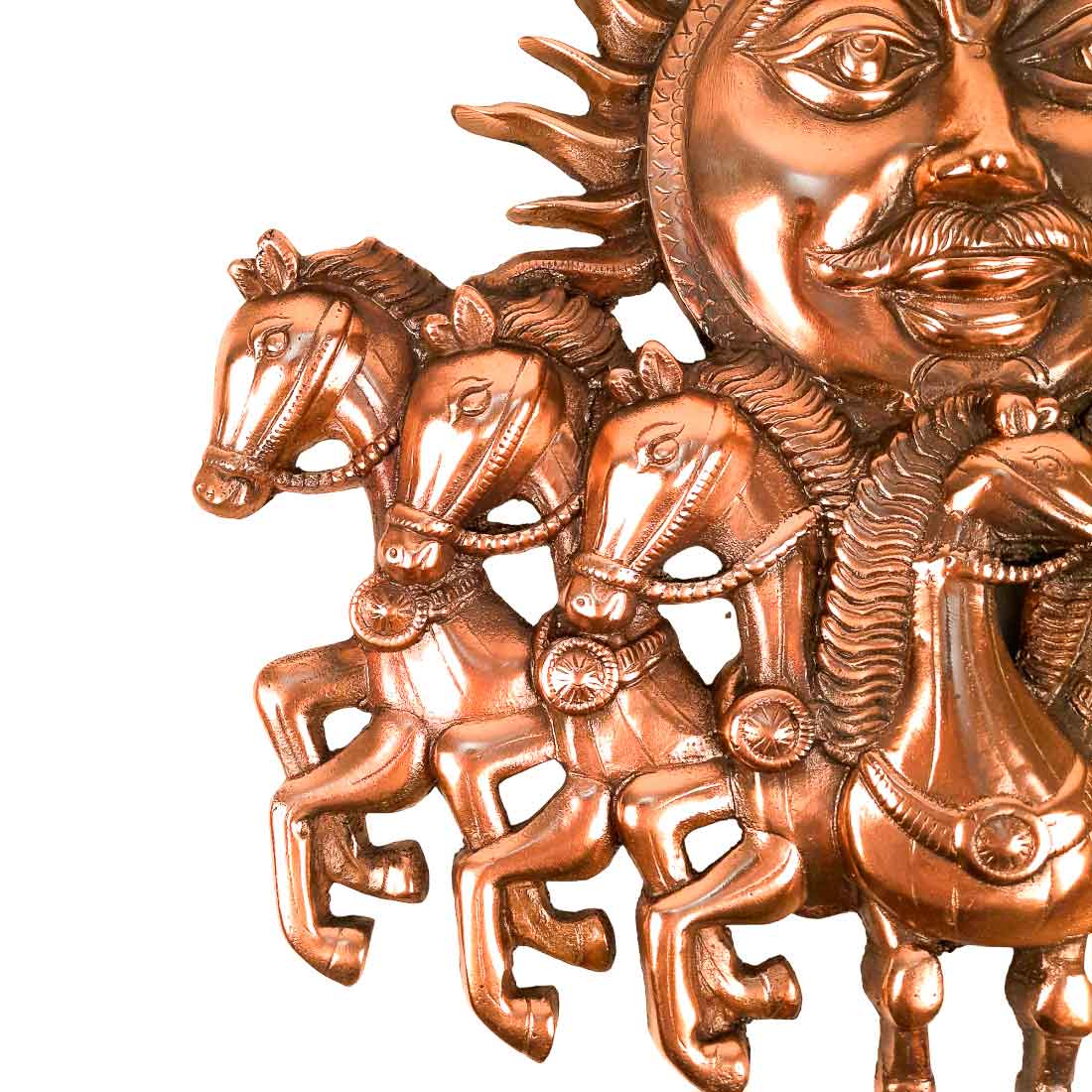 Sun with 7 Running Horses Wall Hanging - For Vastu, Home, Office Decor & Gifts - 17 Inch - Apkamart