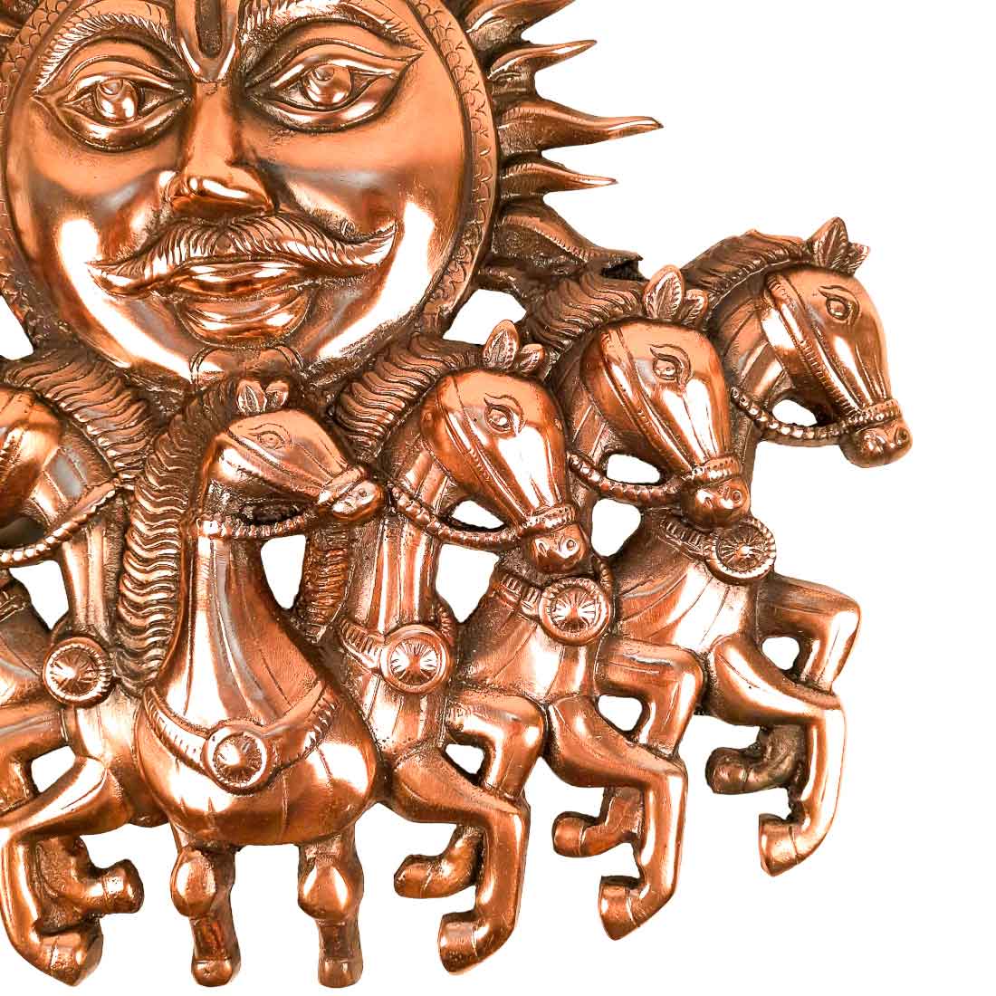 Sun with 7 Running Horses Wall Hanging - For Vastu, Home, Office Decor & Gifts - 17 Inch - Apkamart