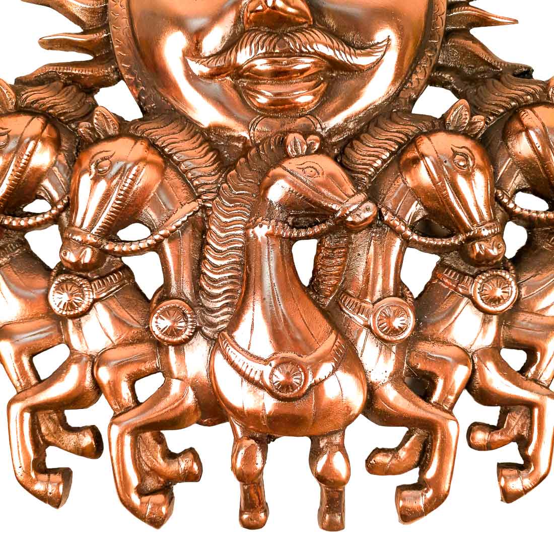 Sun with 7 Running Horses Wall Hanging - For Vastu, Home, Office Decor & Gifts - 17 Inch - Apkamart