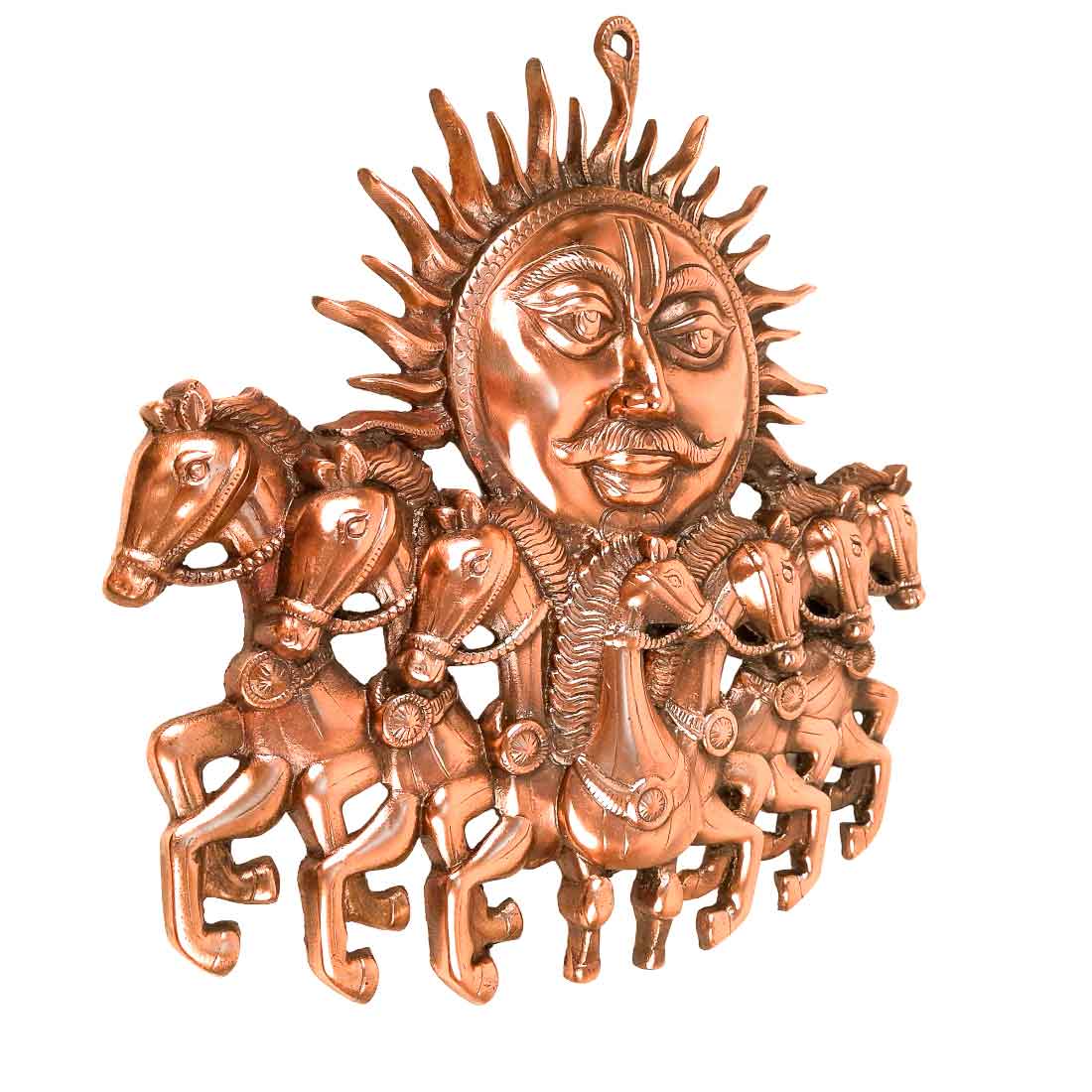 Sun with 7 Running Horses Wall Hanging - For Vastu, Home, Office Decor & Gifts - 17 Inch - Apkamart