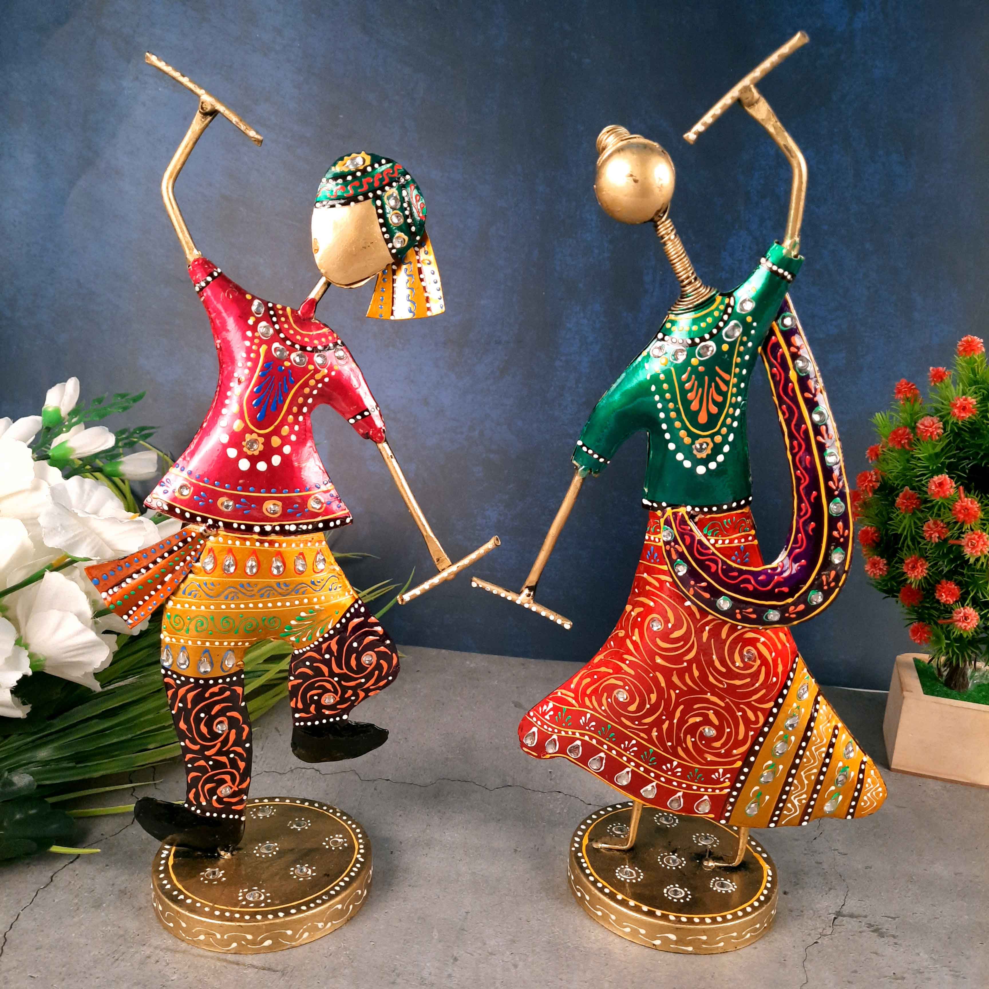 Dancing Couple Showpiece | Dandya Dancing Showpiece - for Table Decor and Gifts- 16 Inch - Apkamart