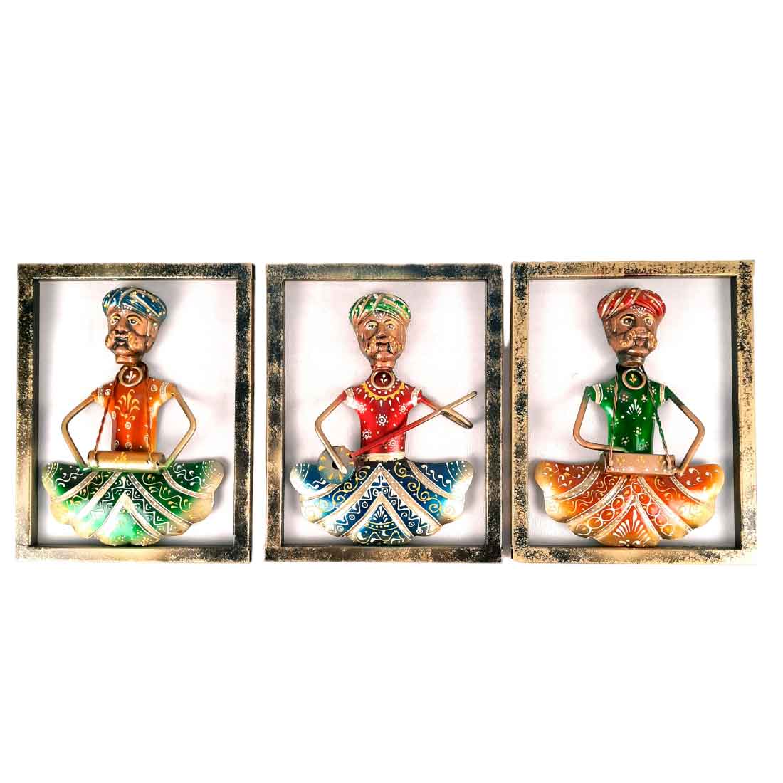 Musician Wall Hanging - Set of 3 | Traditional Wall Decor - For Home, Living Room & Gifts - 9 Inch - Apkamart