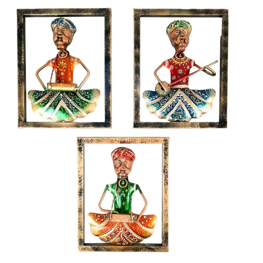Musician Wall Hanging - Set of 3 | Traditional Wall Decor - For Home, Living Room & Gifts - 9 Inch - Apkamart