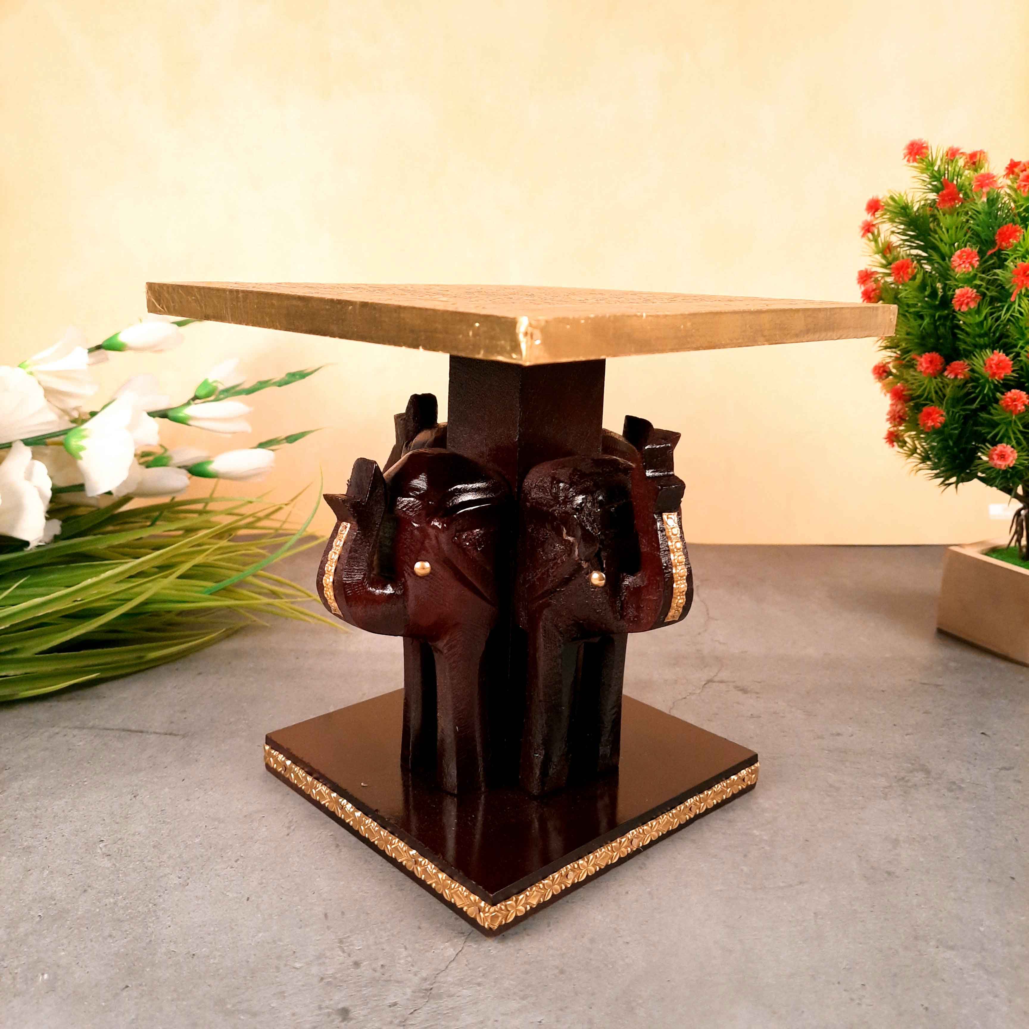 Elephant Cake Stand | Elephant Small Table Showpiece - For Home Decor & Gifts - 8 Inch - Apkamart