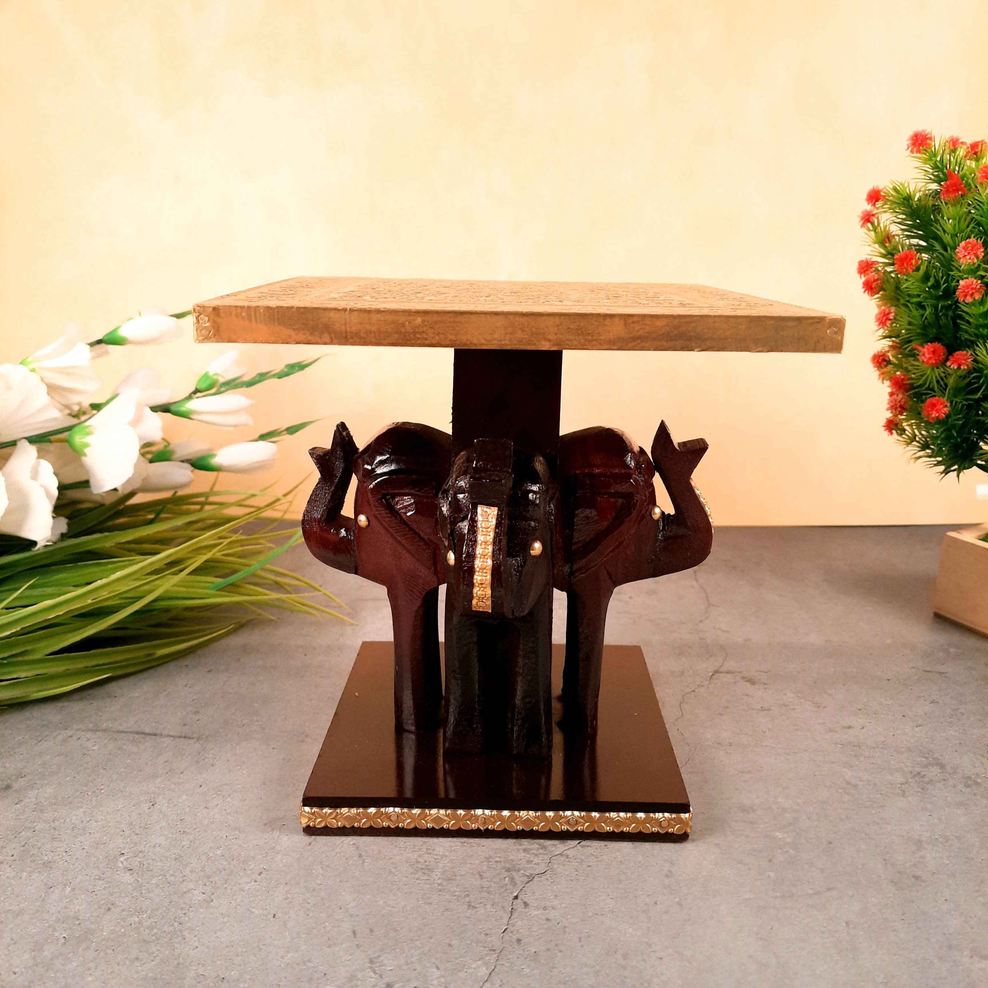 Elephant Cake Stand | Elephant Small Table Showpiece - For Home Decor & Gifts - 8 Inch - Apkamart