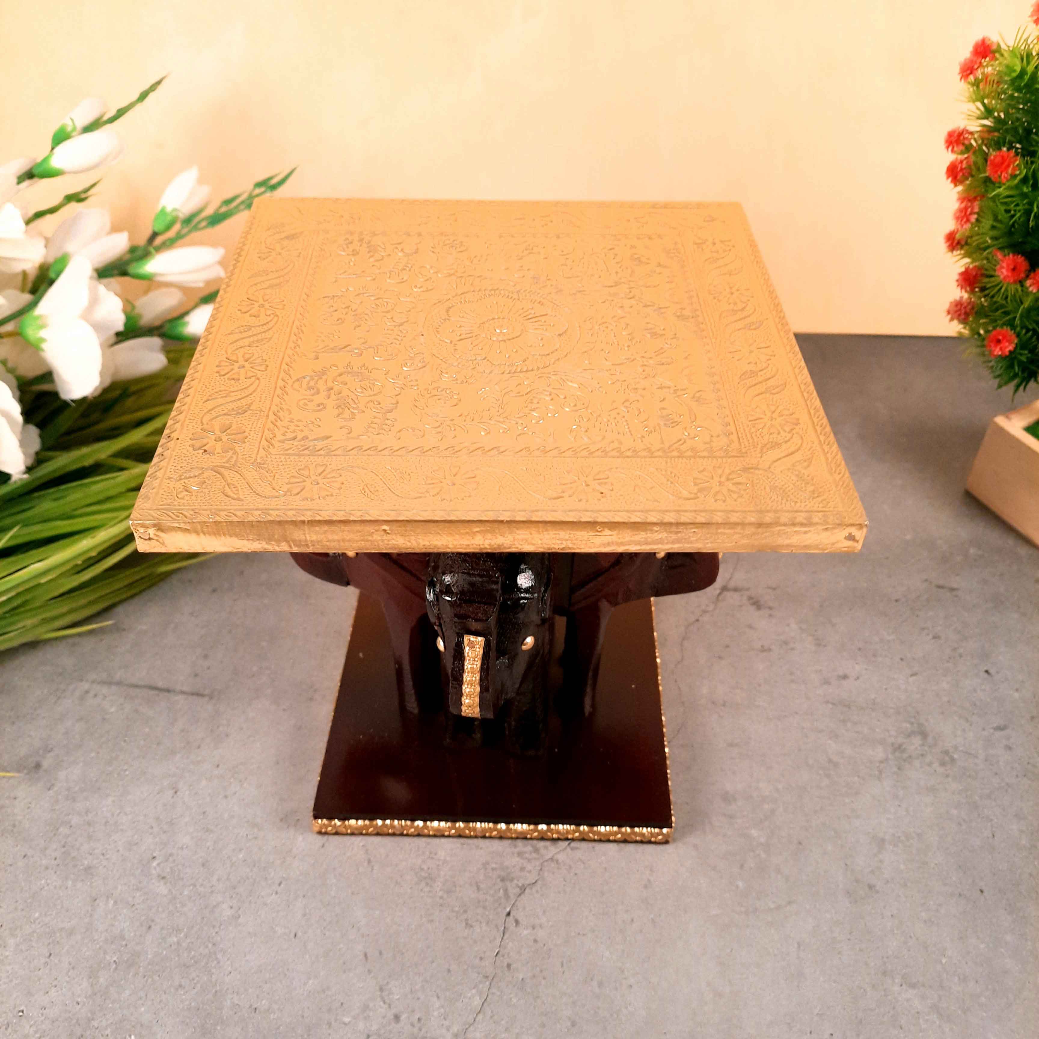 Elephant Cake Stand | Elephant Small Table Showpiece - For Home Decor & Gifts - 8 Inch - Apkamart
