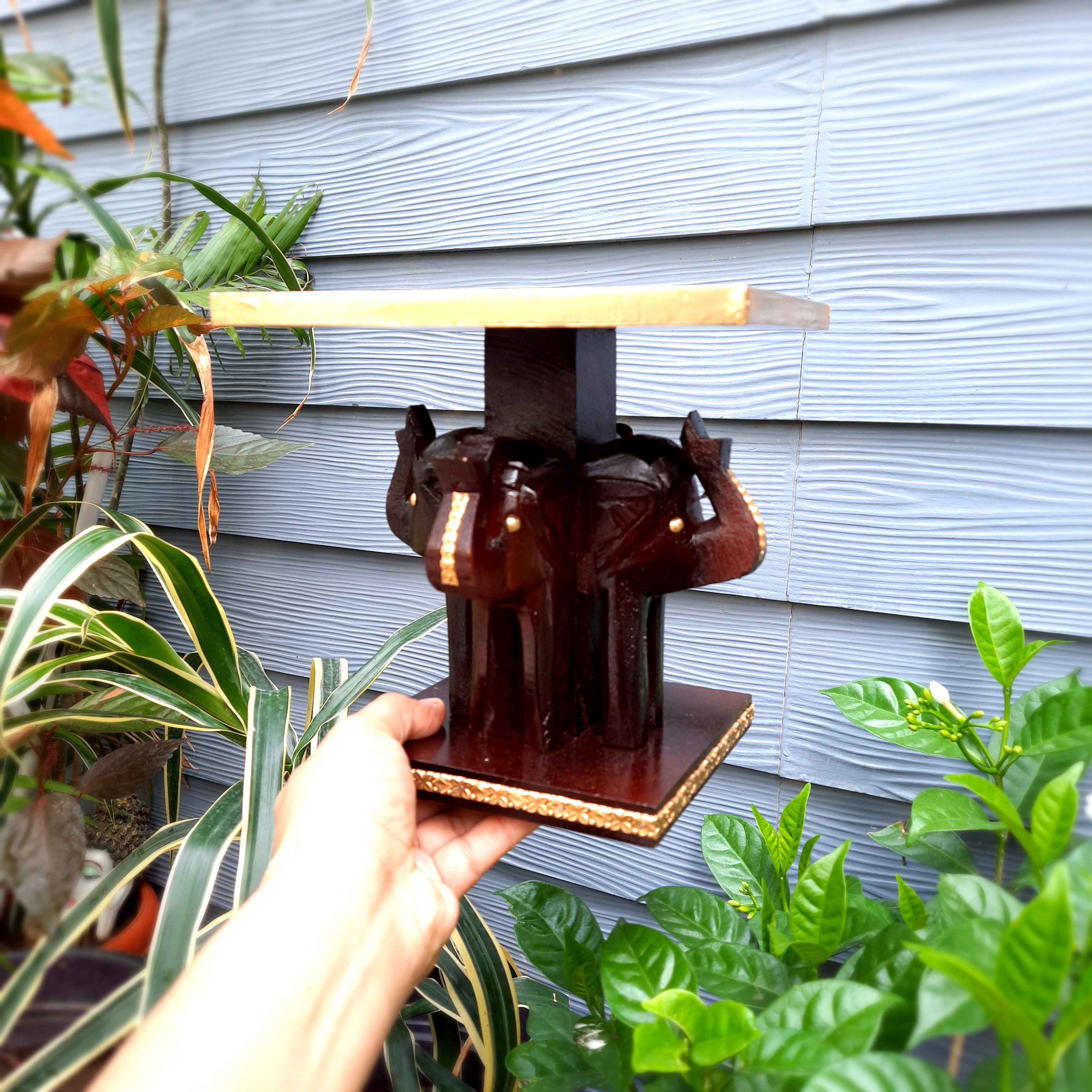 Elephant Cake Stand | Elephant Small Table Showpiece - For Home Decor & Gifts - 8 Inch - Apkamart