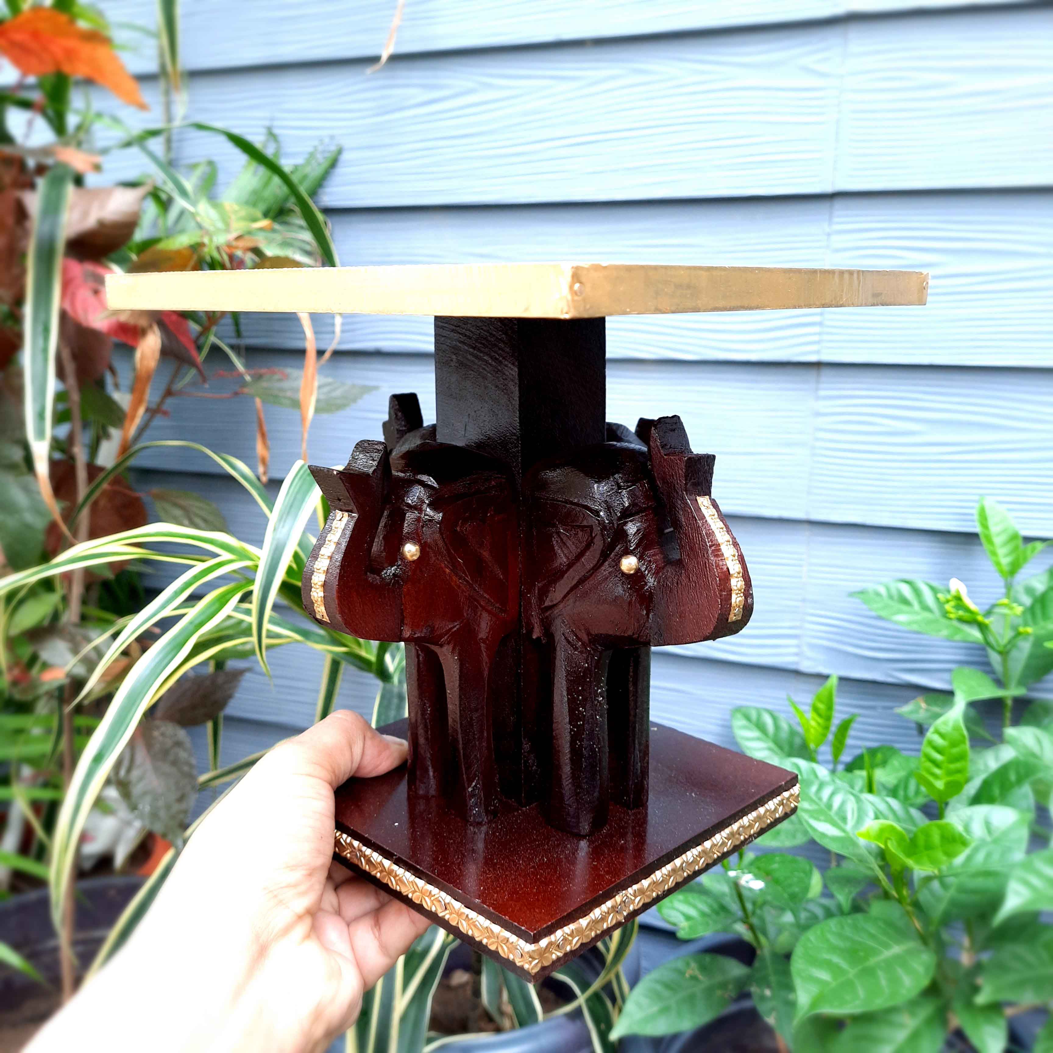 Elephant Cake Stand | Elephant Small Table Showpiece - For Home Decor & Gifts - 8 Inch - Apkamart