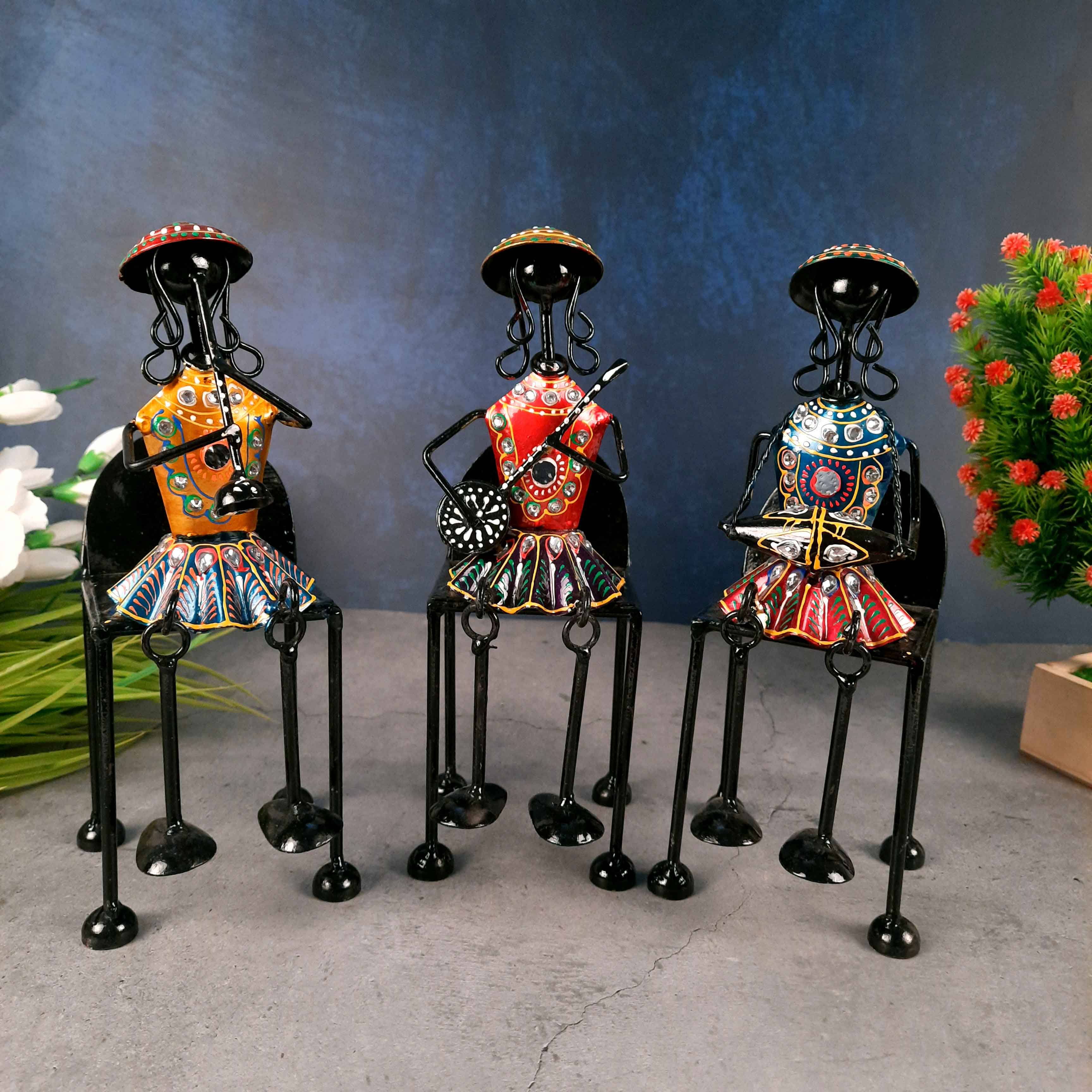 Musician Showpiece | Antique Showpiece - For Center Table Decoration- 11 Inch -Set of 3 - Apkamart