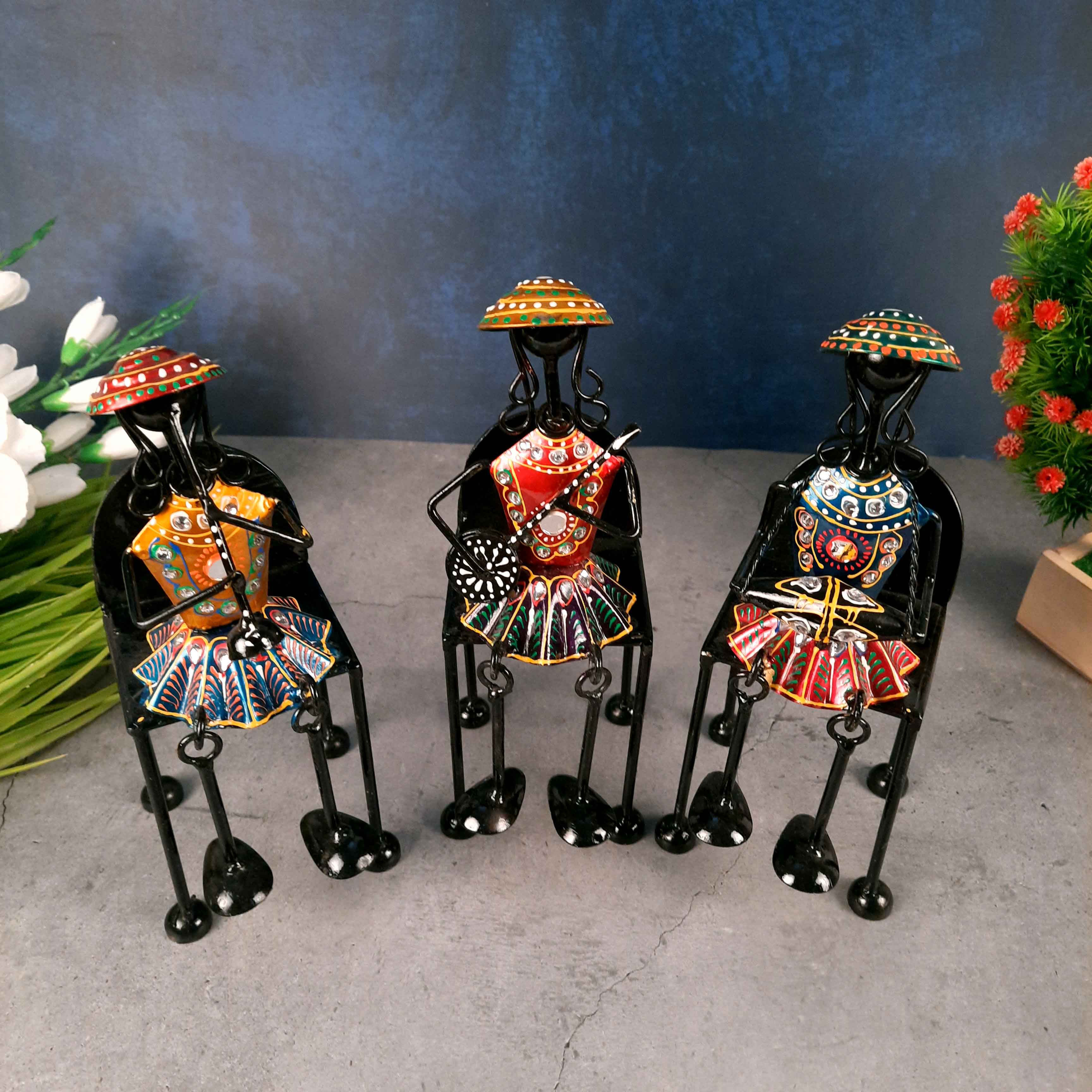 Musician Showpiece | Antique Showpiece - For Center Table Decoration- 11 Inch -Set of 3 - Apkamart