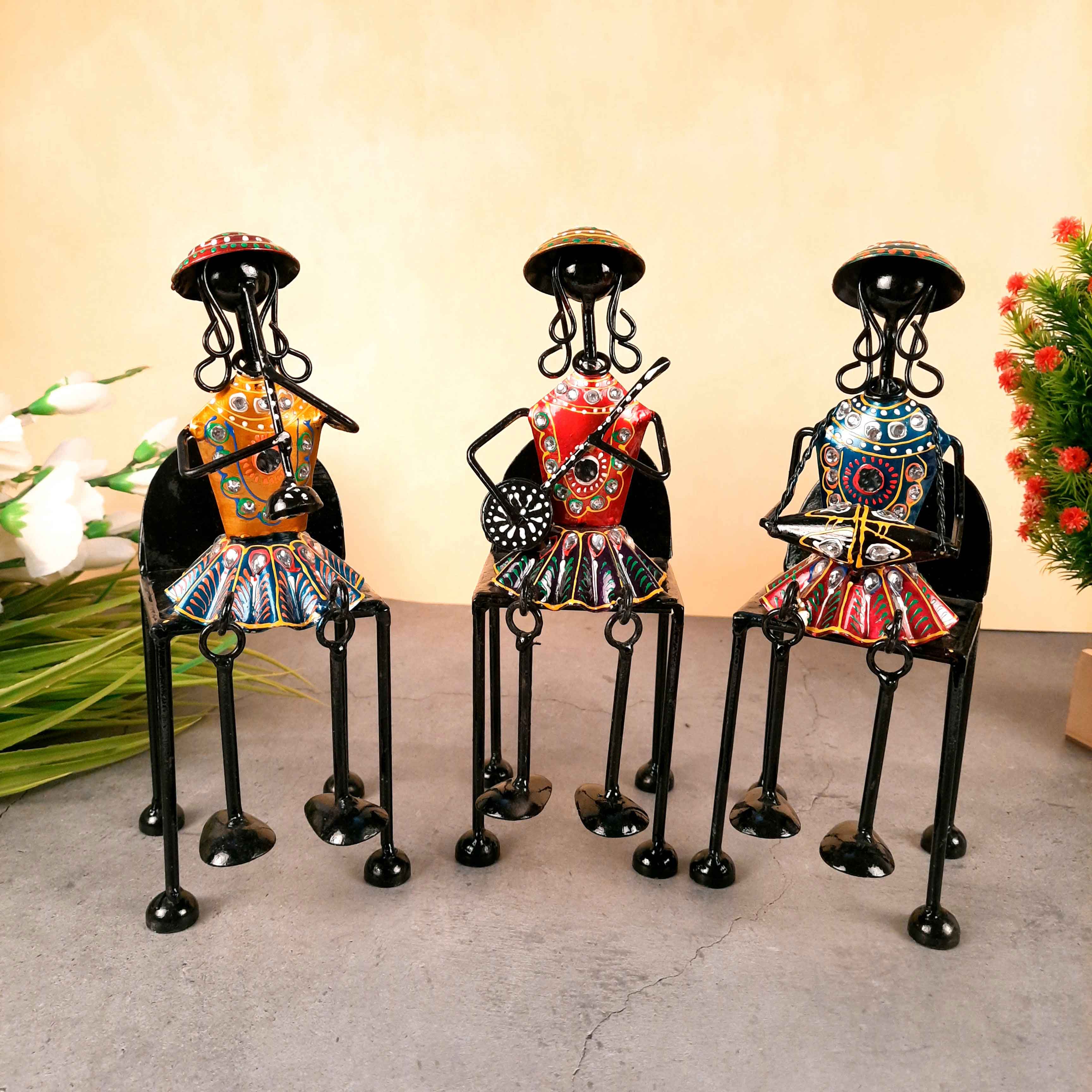 Musician Showpiece | Antique Showpiece - For Center Table Decoration- 11 Inch -Set of 3 - Apkamart