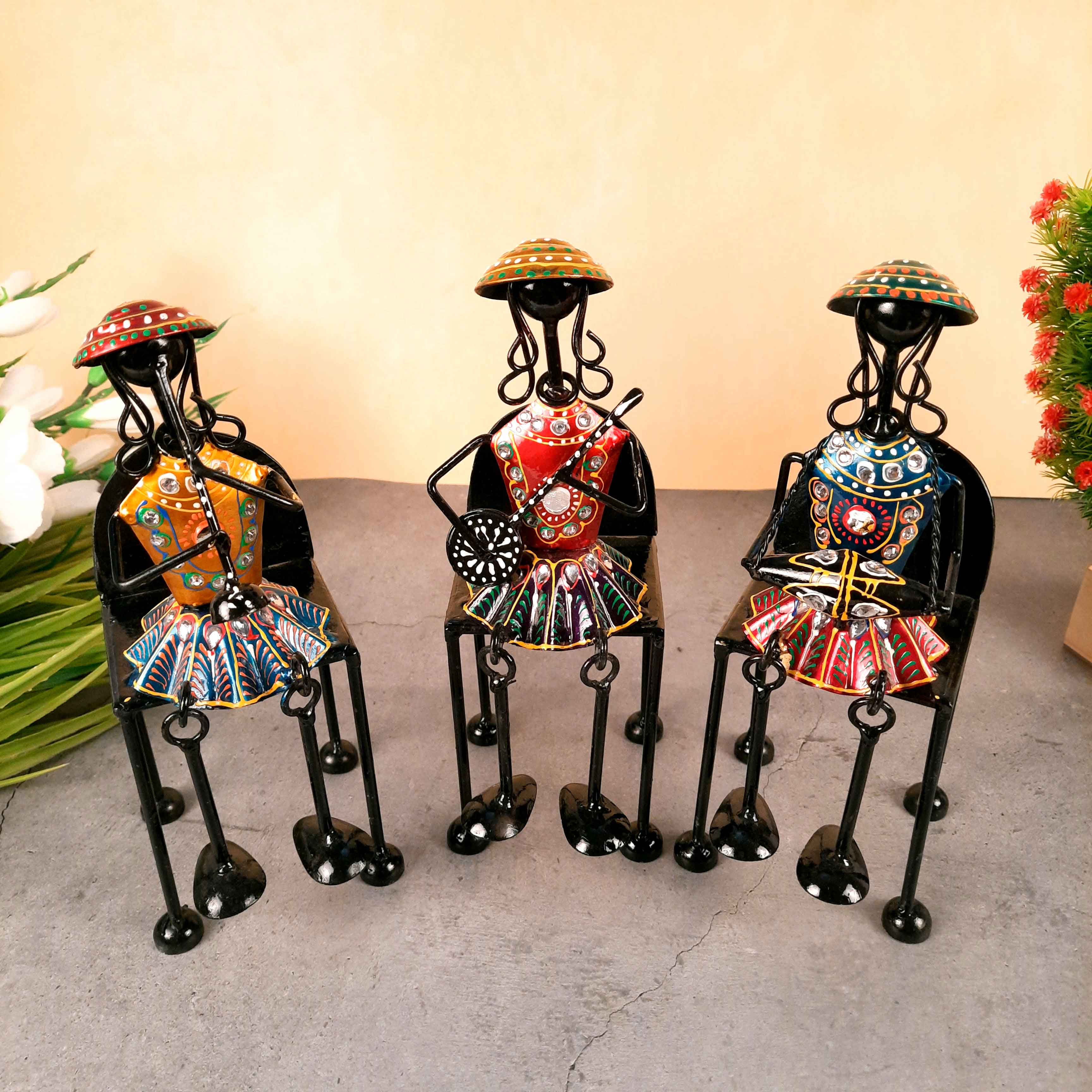 Musician Showpiece | Antique Showpiece - For Center Table Decoration- 11 Inch -Set of 3 - Apkamart