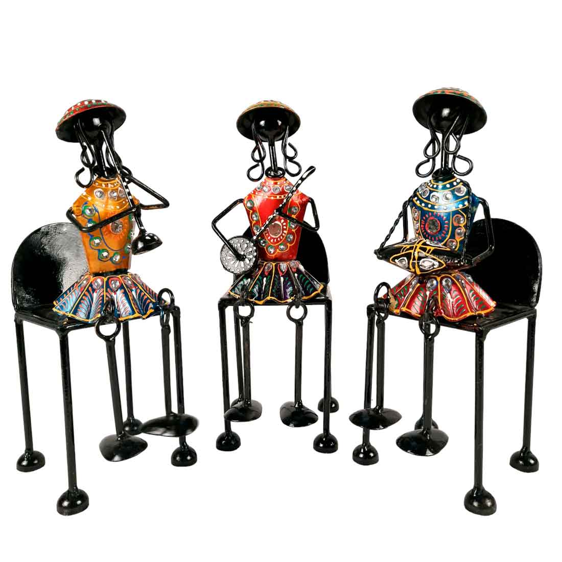 Musician Showpiece | Antique Showpiece - For Center Table Decoration- 11 Inch -Set of 3 - Apkamart