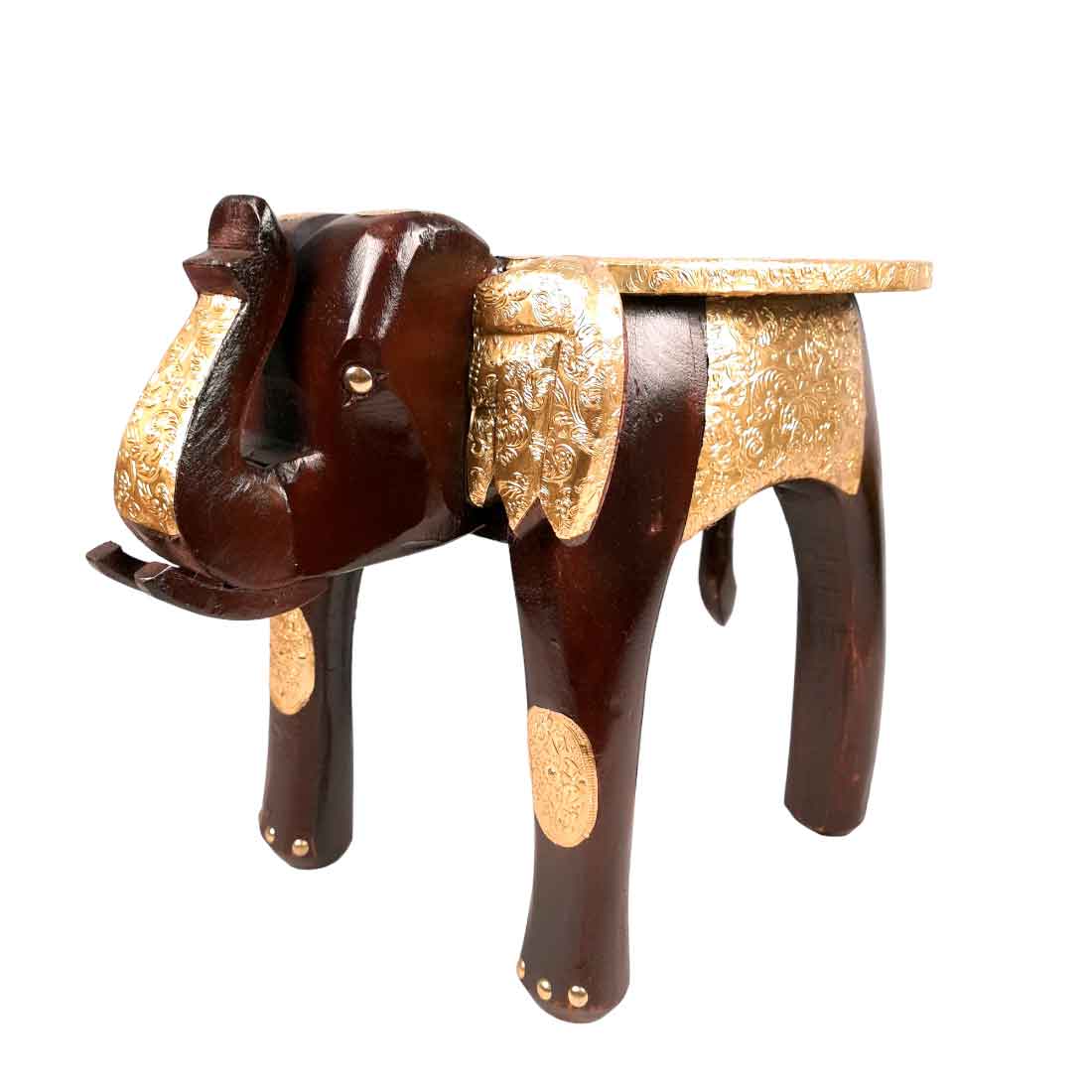 Elephant Design Brass Corner Table | Bed Side Table for Small Spaces - 12 Inch- Apkamart